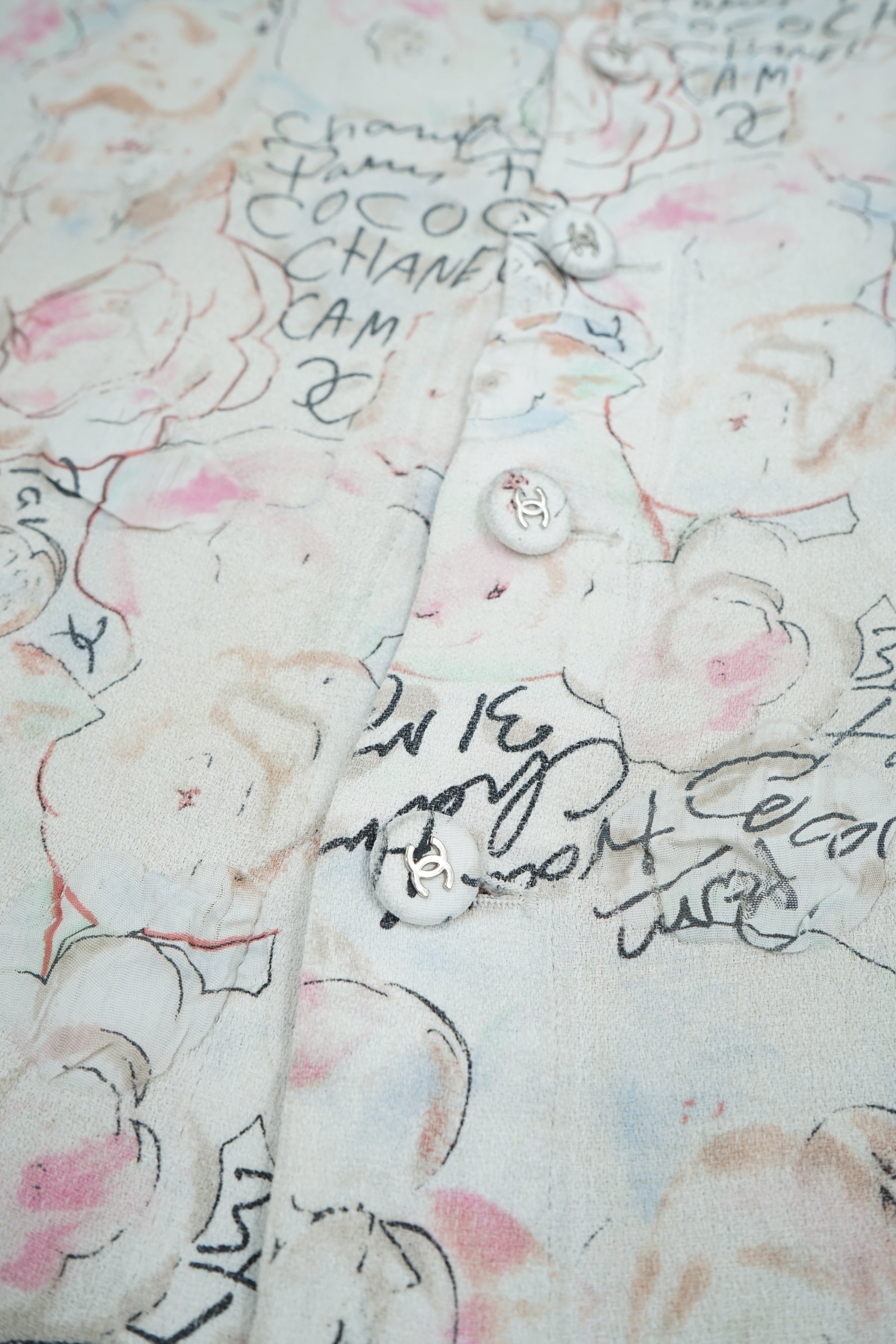 Chanel 1998C Silk Camellia Skirt