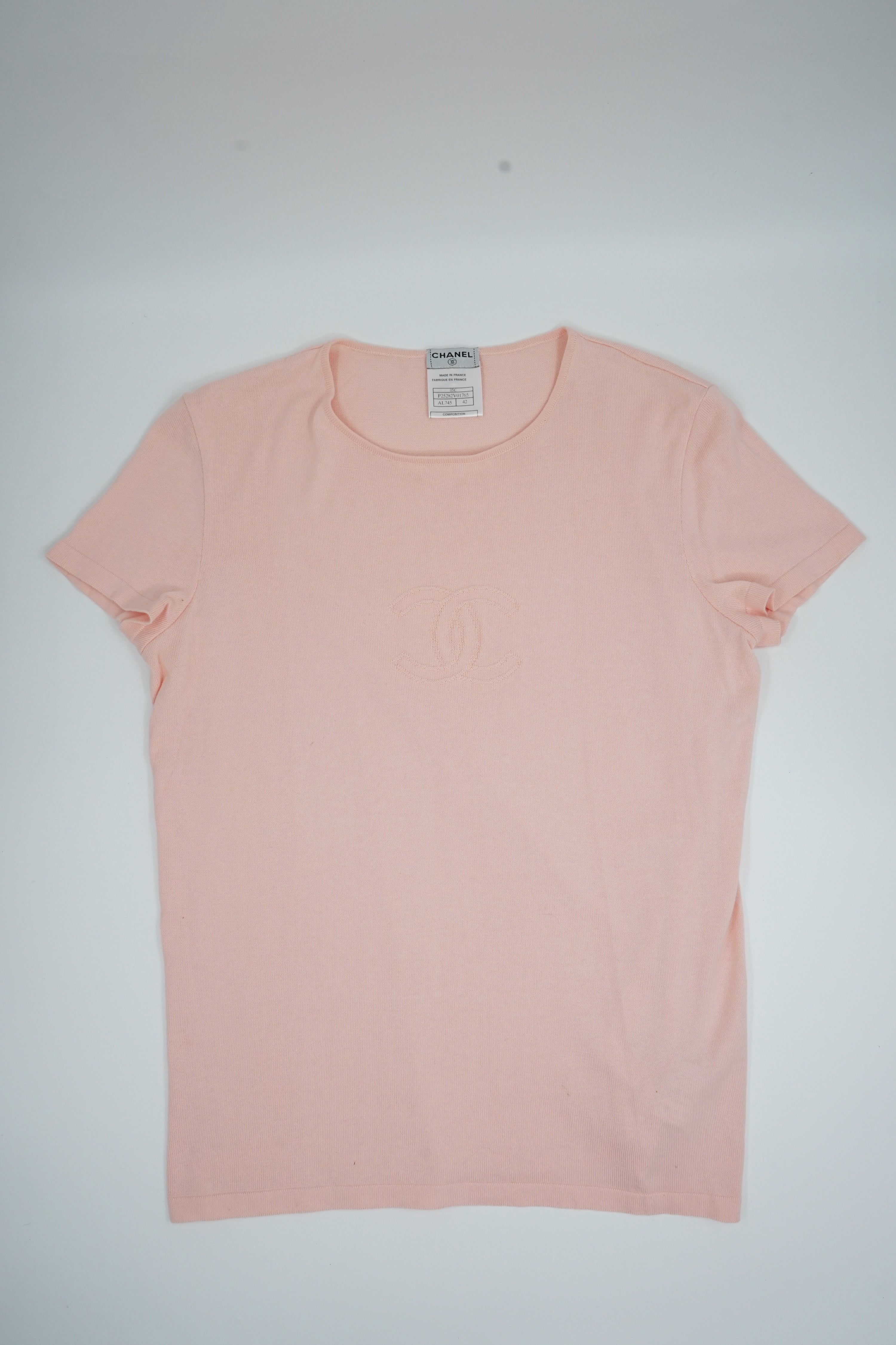 Chanel Knit Logo Tee Pink 2005