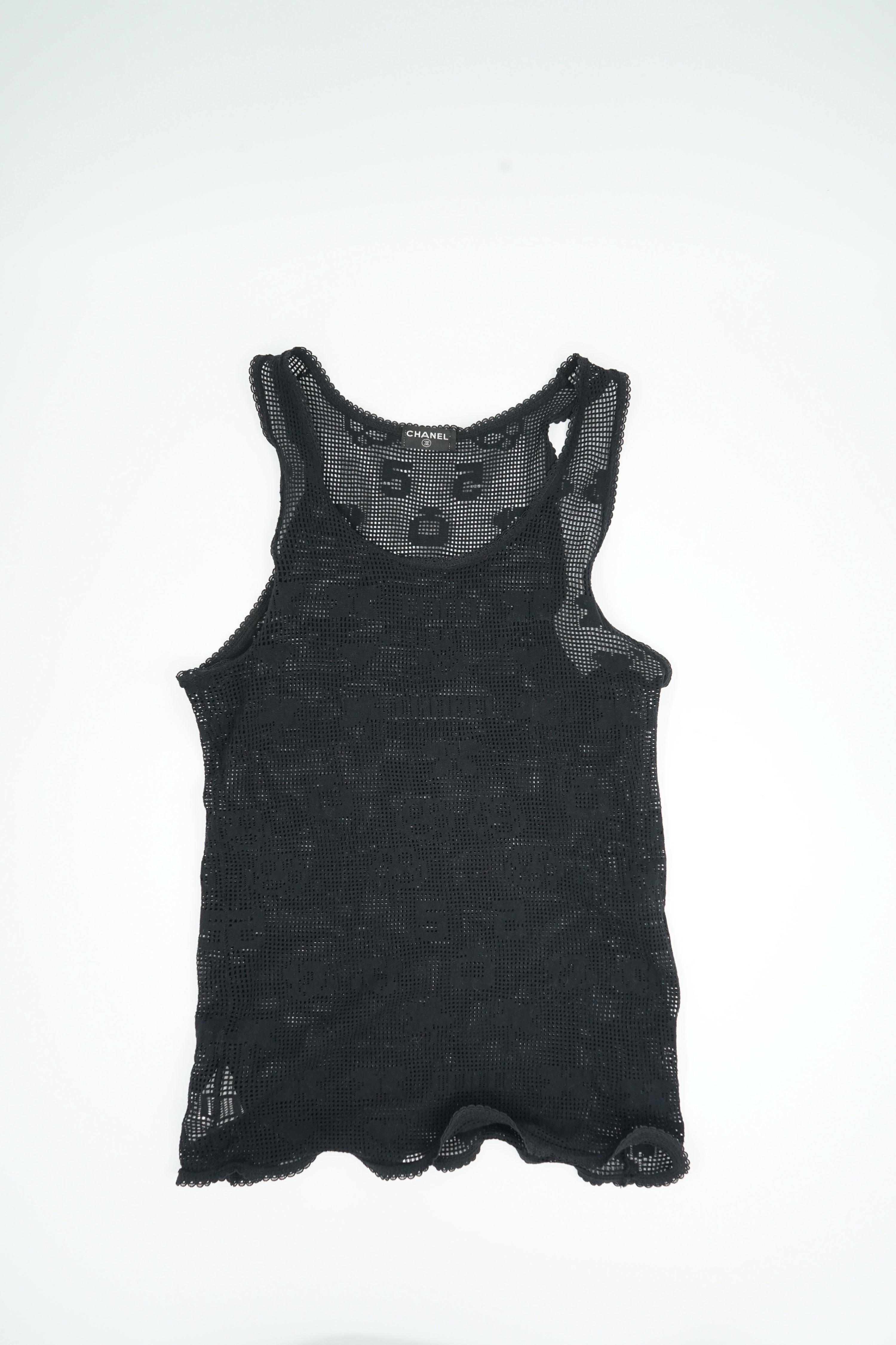 Chanel SS 2003 Logo Sheer Mesh Top
