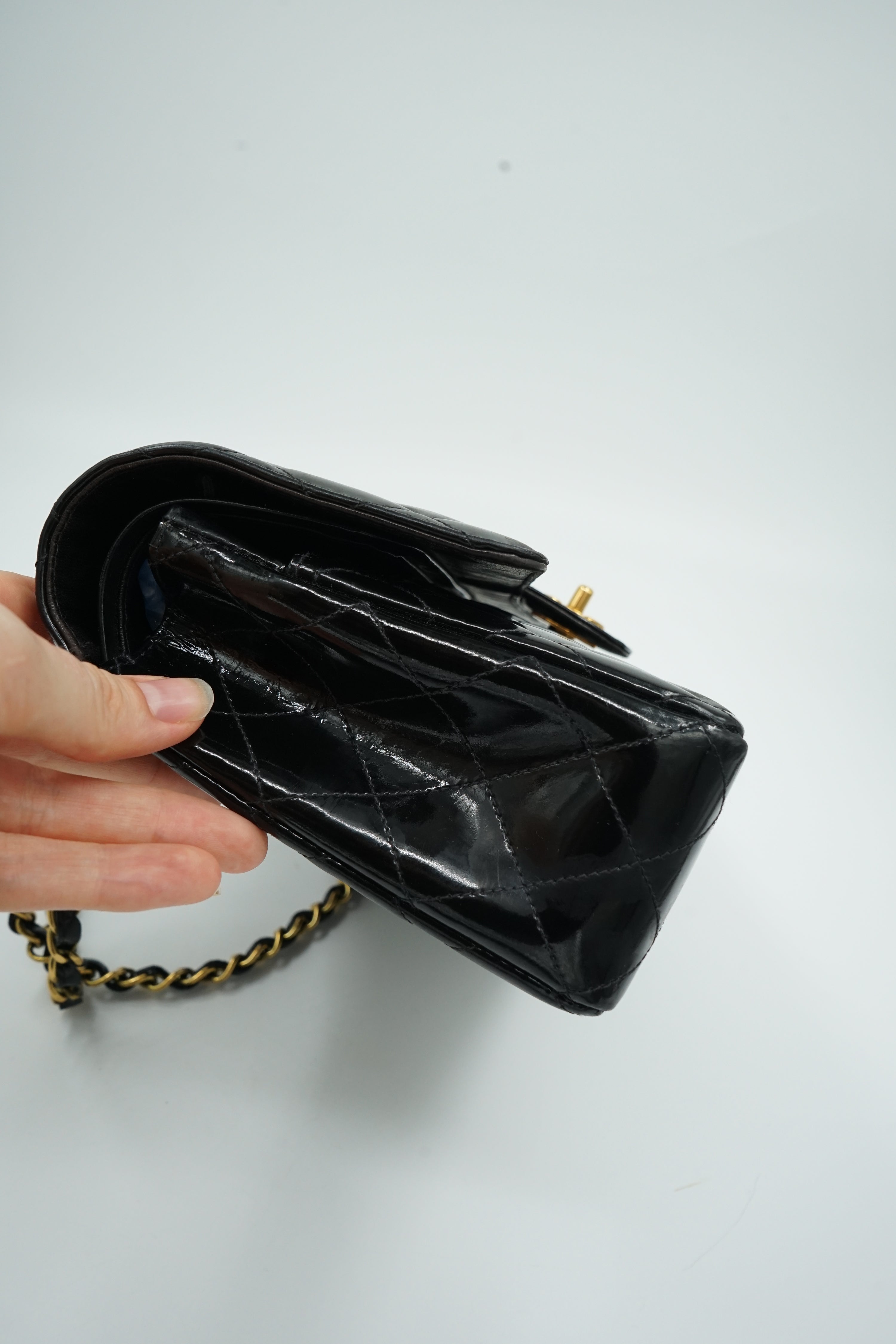 Chanel Medium Double Flap Bag Patent Leather Black