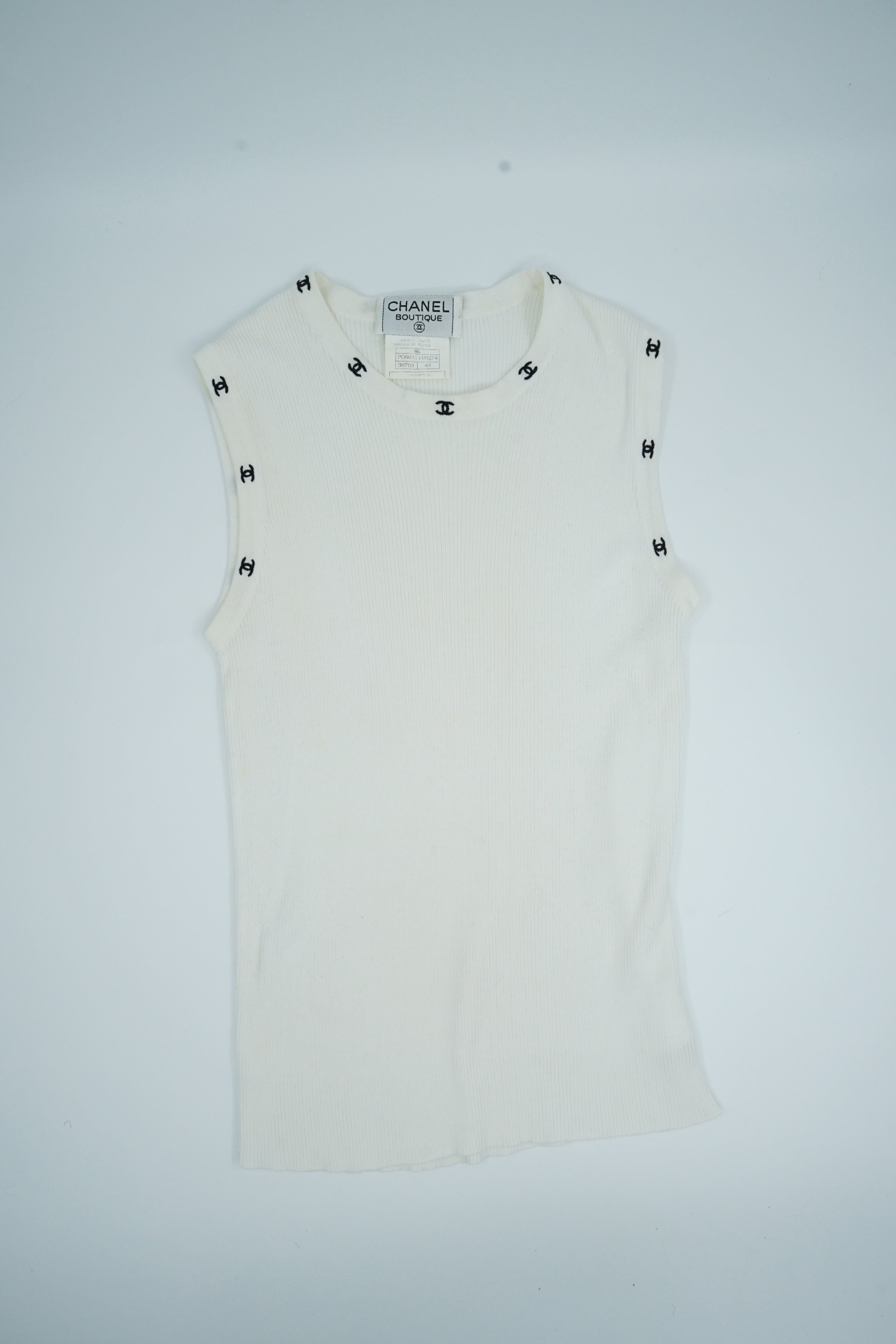 Chanel 1996C Ribbed Logo Tank Top