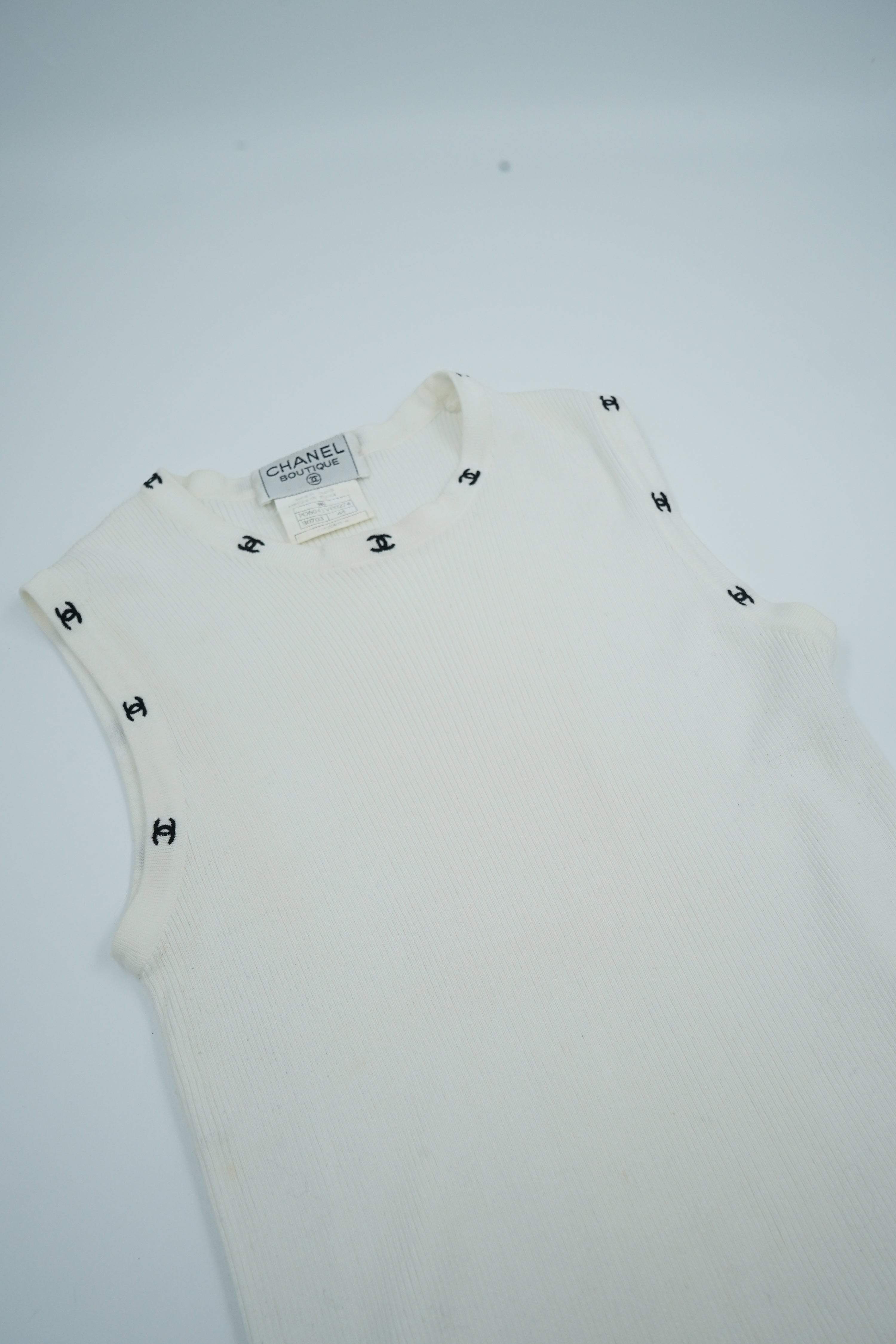Chanel 1996C Ribbed Logo Tank Top
