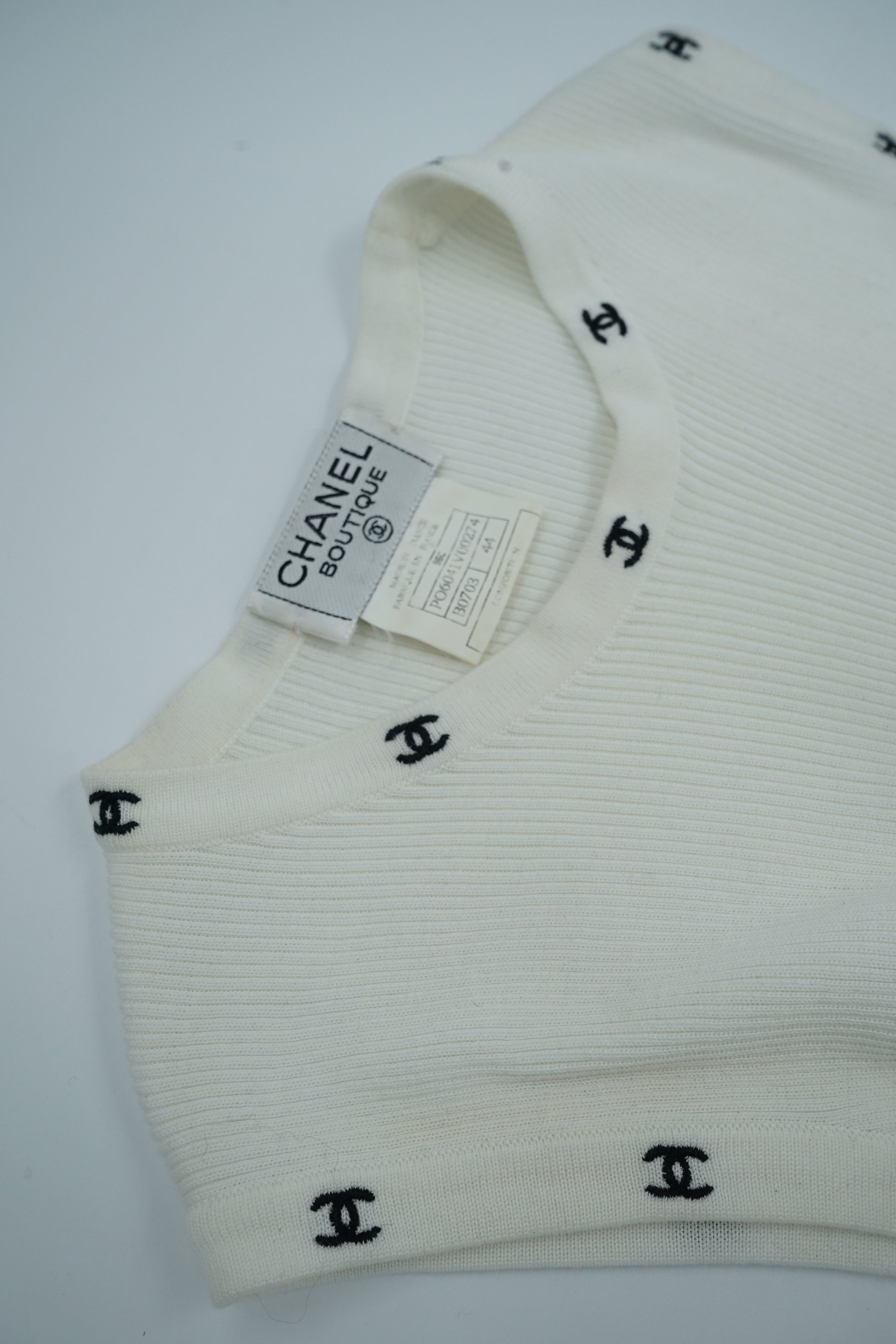 Chanel 1996C Ribbed Logo Tank Top