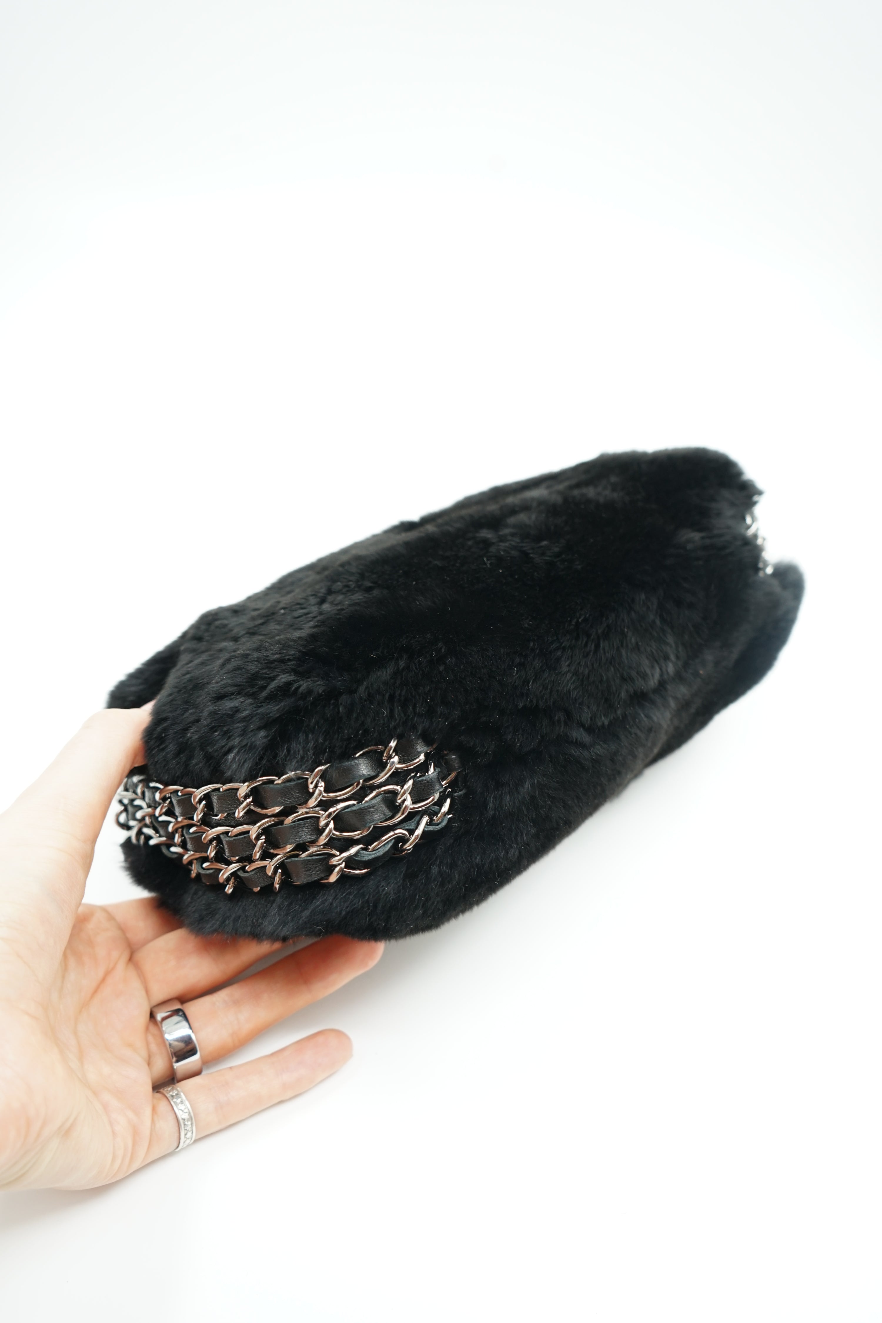 Chanel Triple Chain Fur Flap Bag