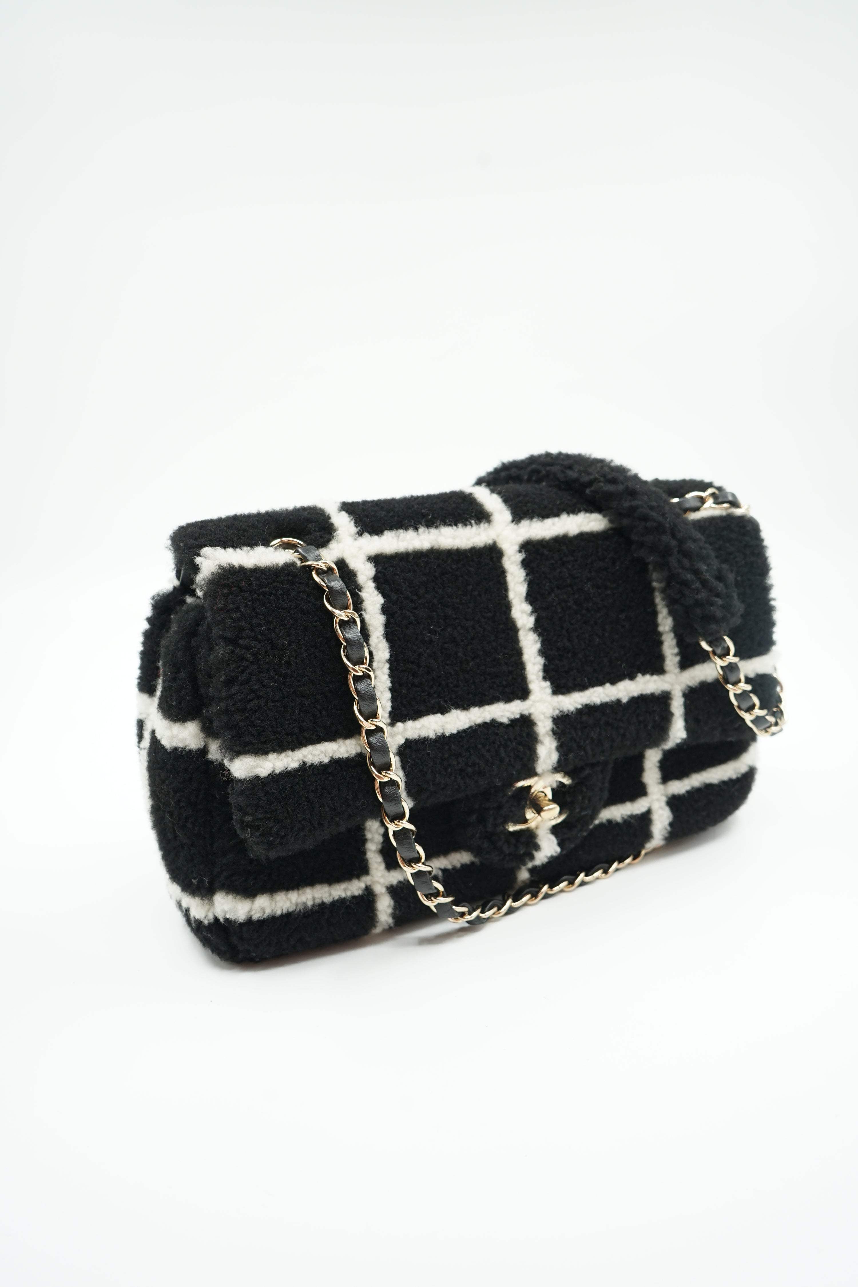 Chanel Shearling Fluffy Tartan Single Flap