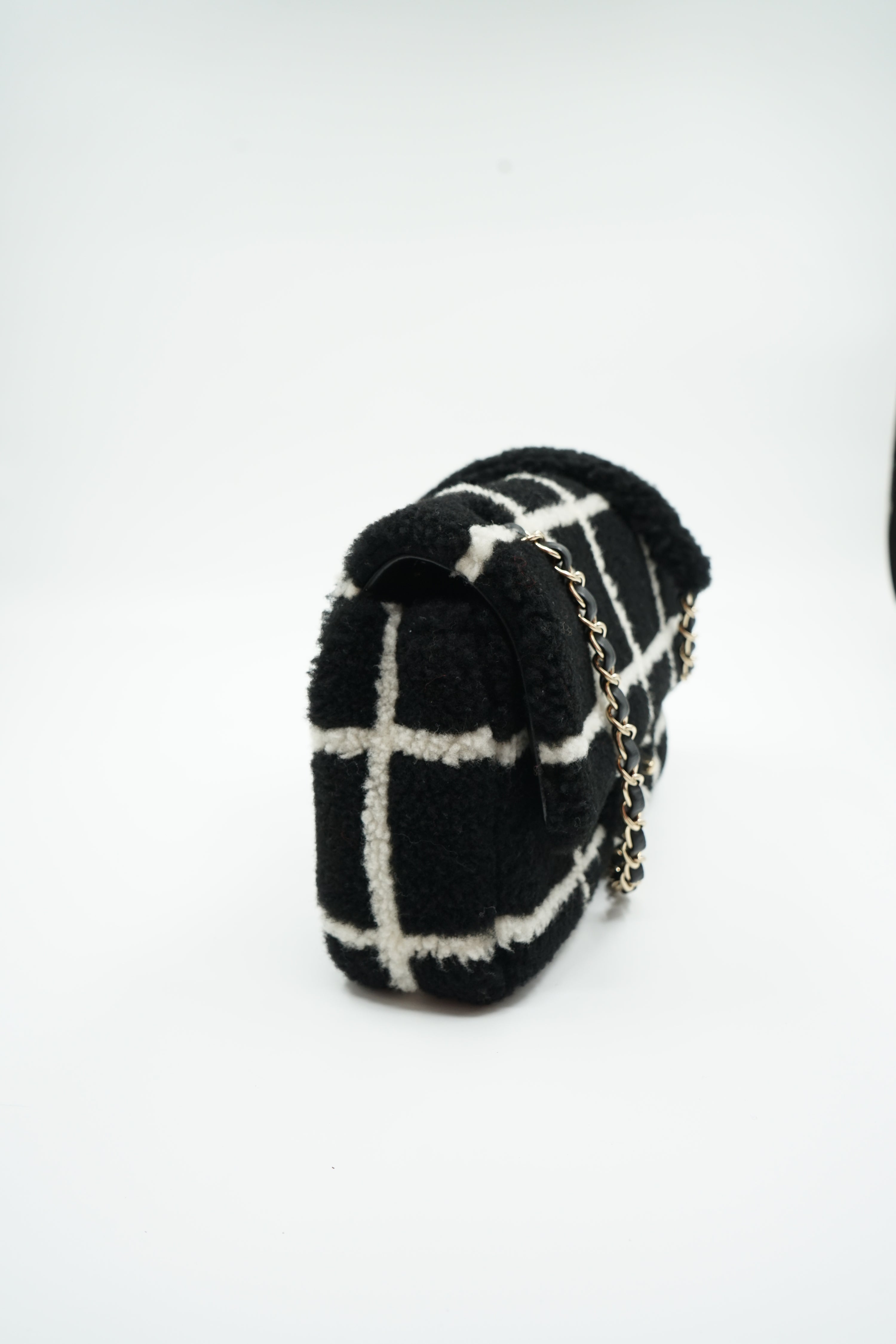 Chanel Shearling Fluffy Tartan Single Flap