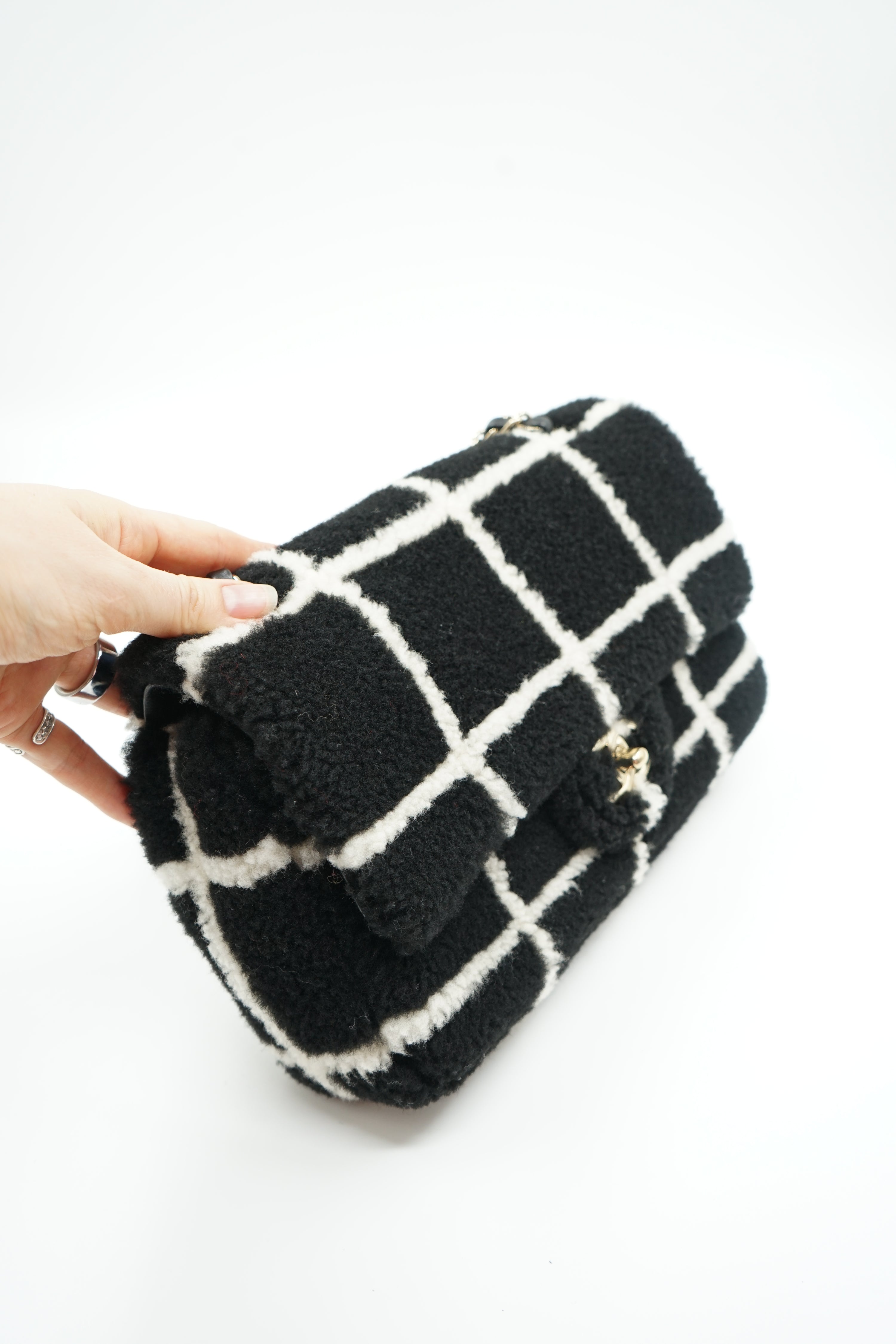 Chanel Shearling Fluffy Tartan Single Flap