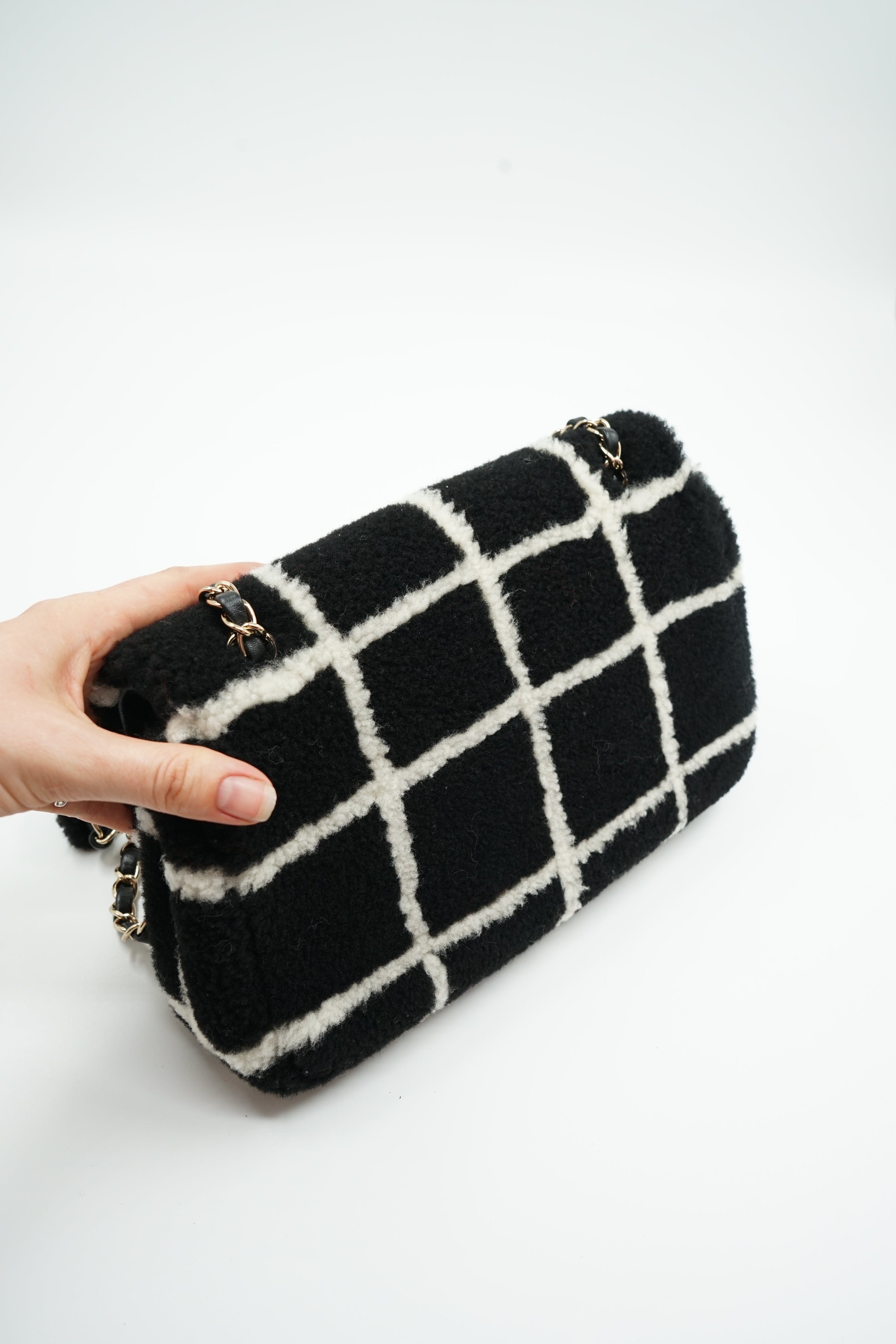 Chanel Shearling Fluffy Tartan Single Flap