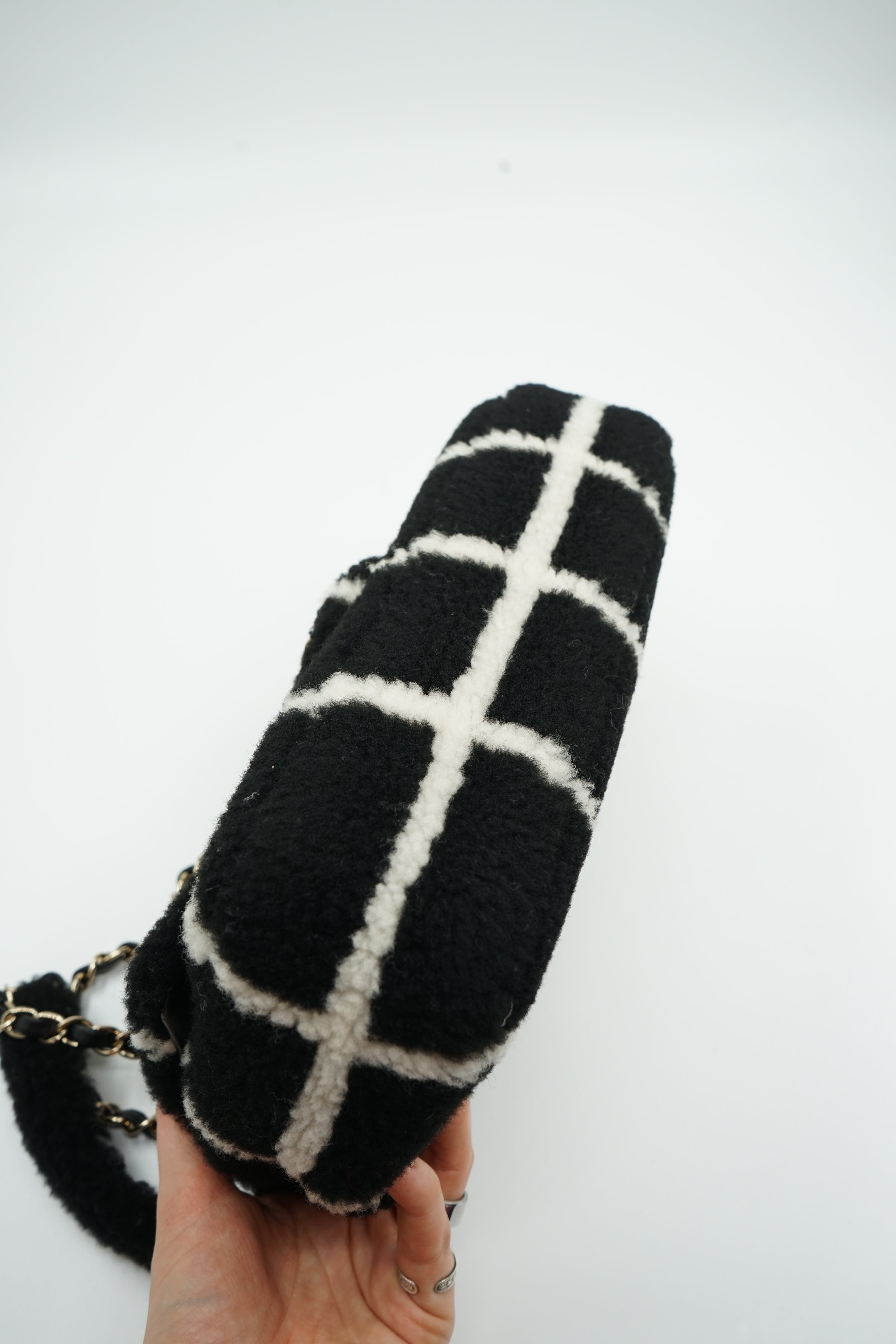 Chanel Shearling Fluffy Tartan Single Flap