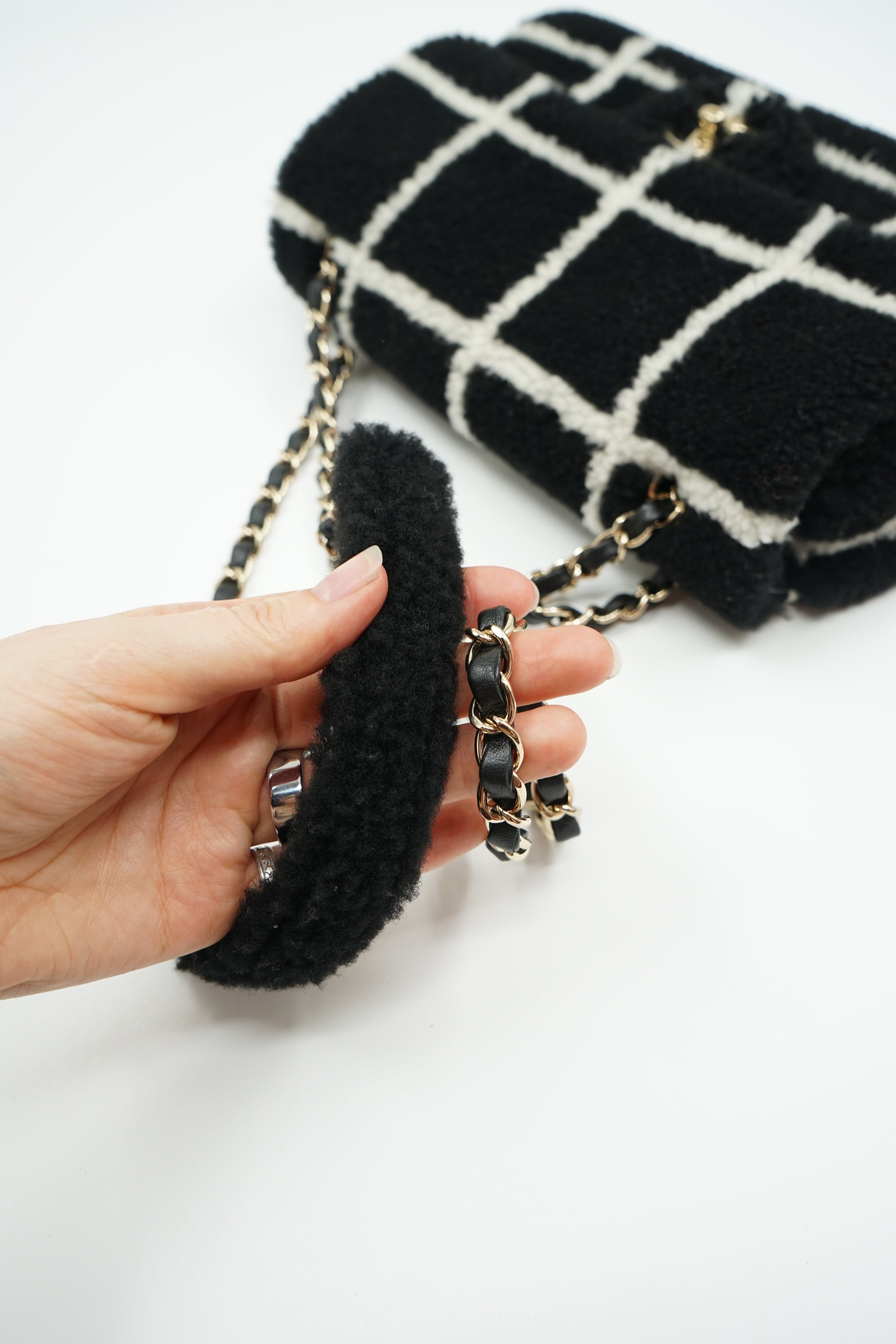 Chanel Shearling Fluffy Tartan Single Flap