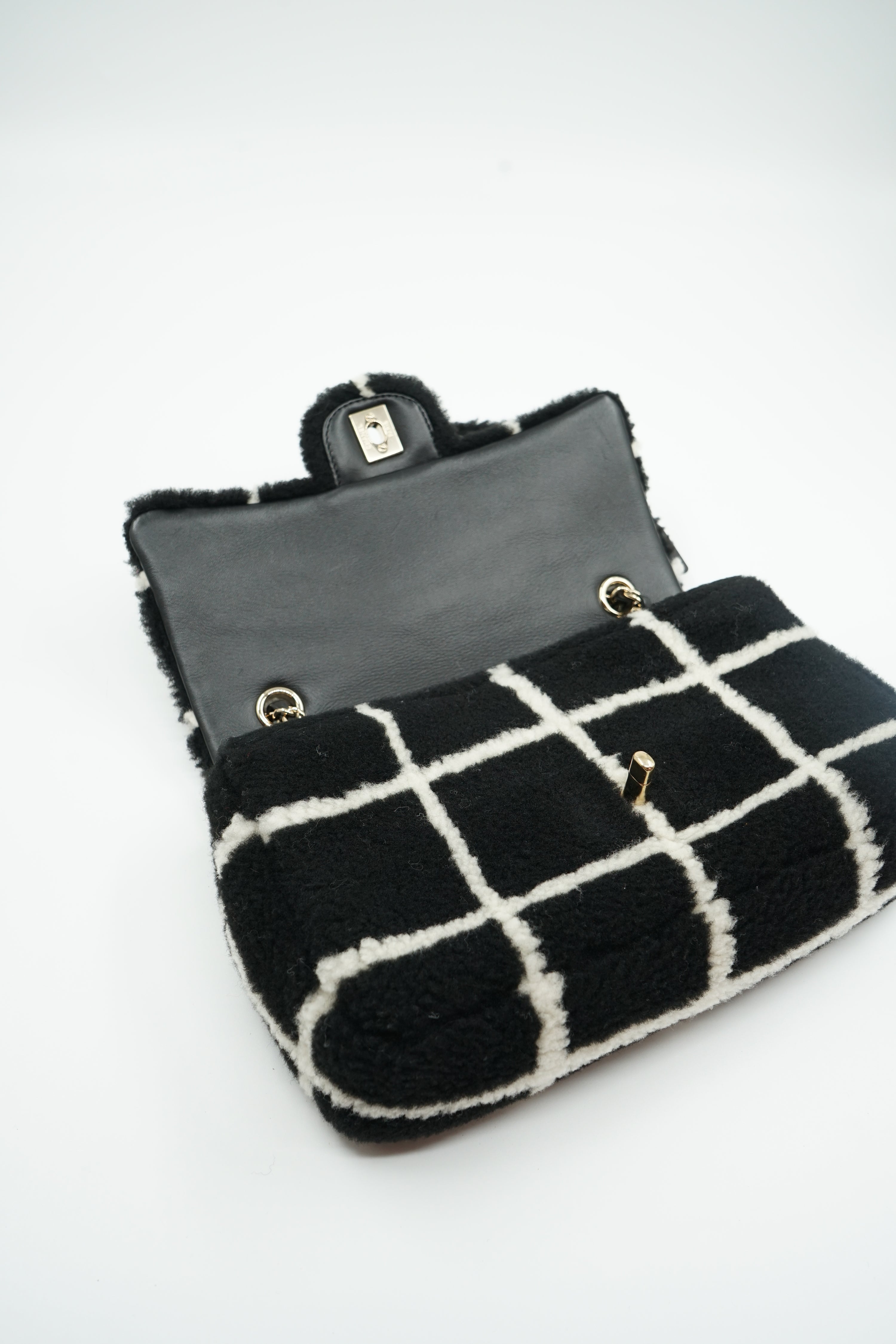 Chanel Shearling Fluffy Tartan Single Flap