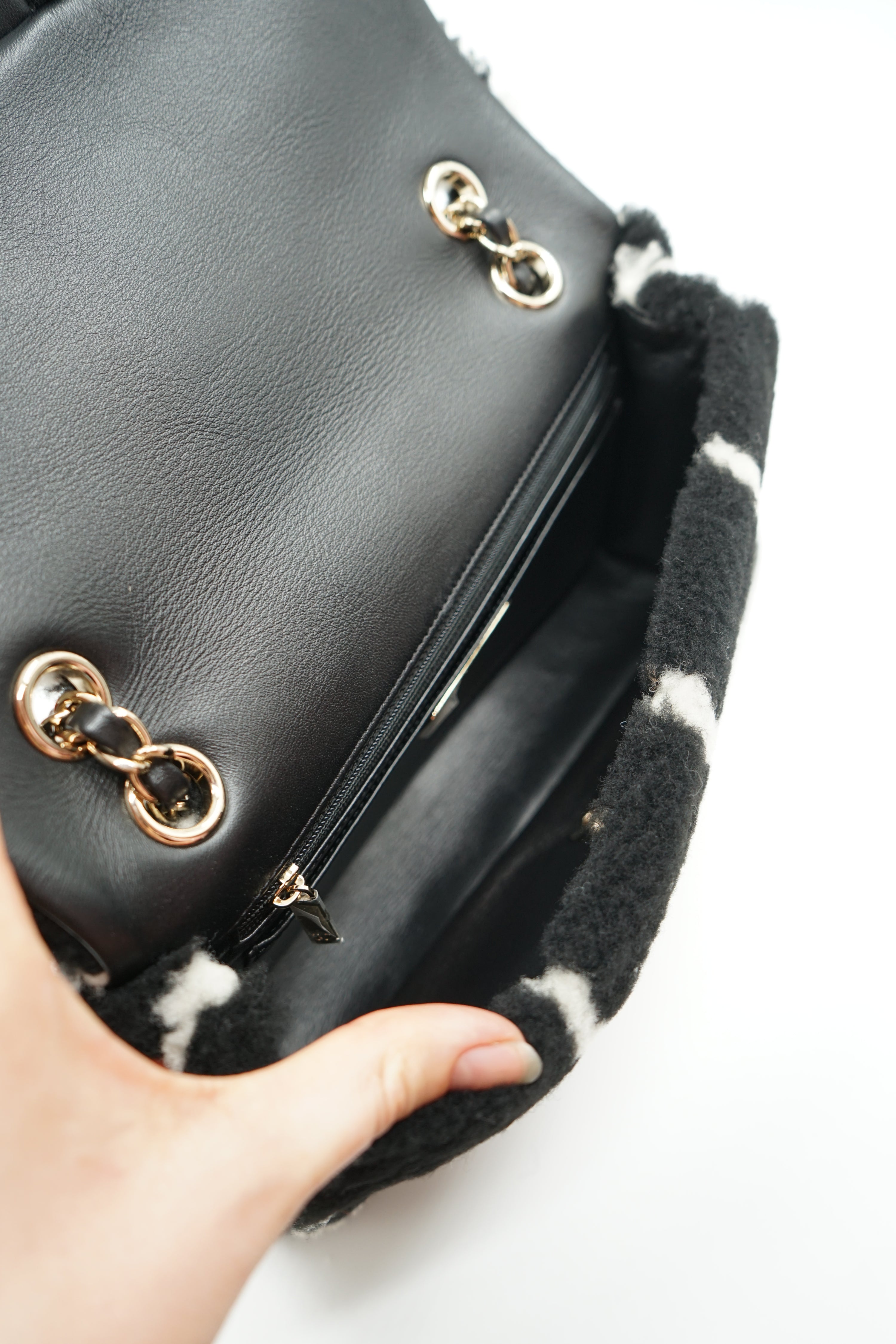 Chanel Shearling Fluffy Tartan Single Flap