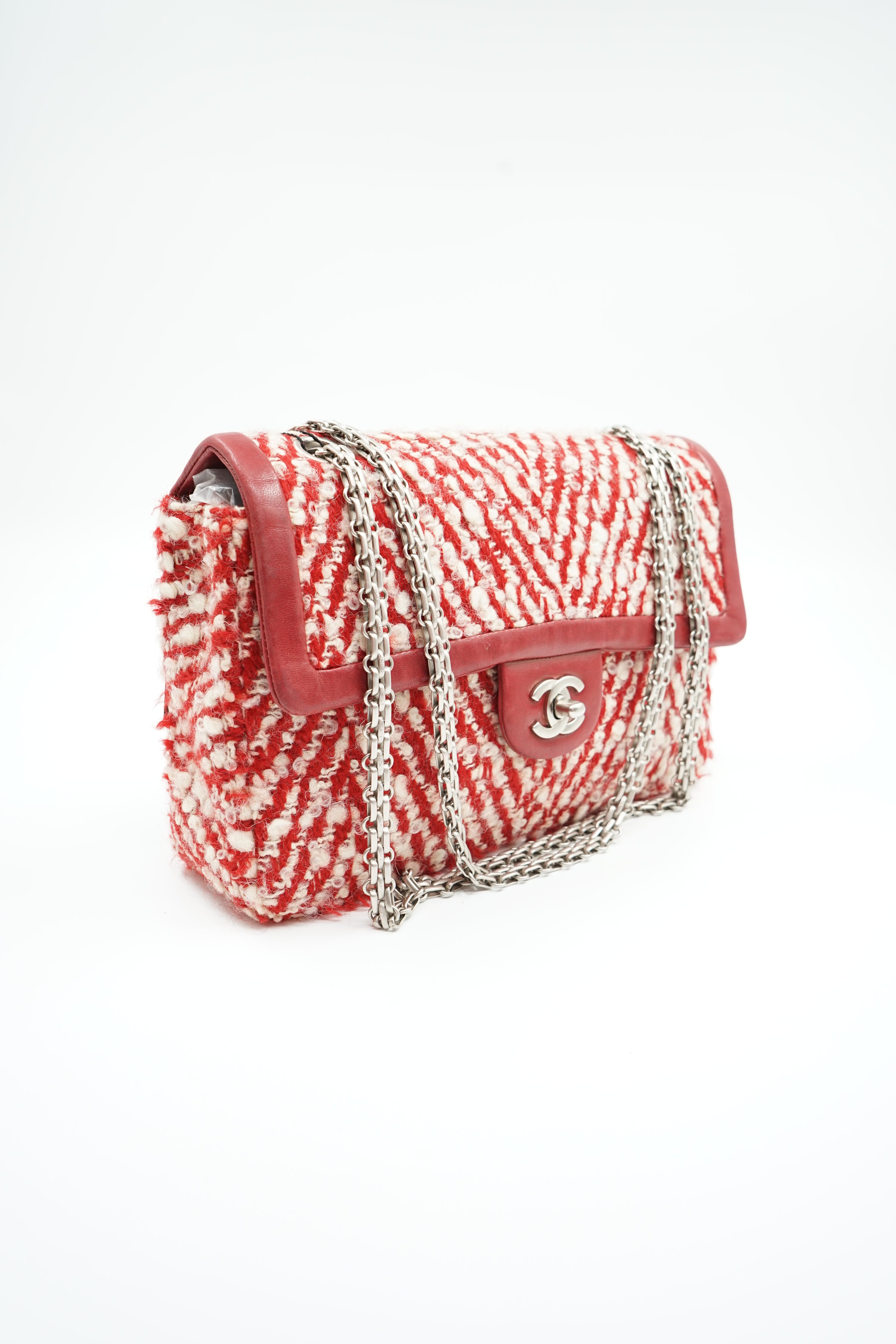 Chanel Medium Chevron Tweed Flap Bag