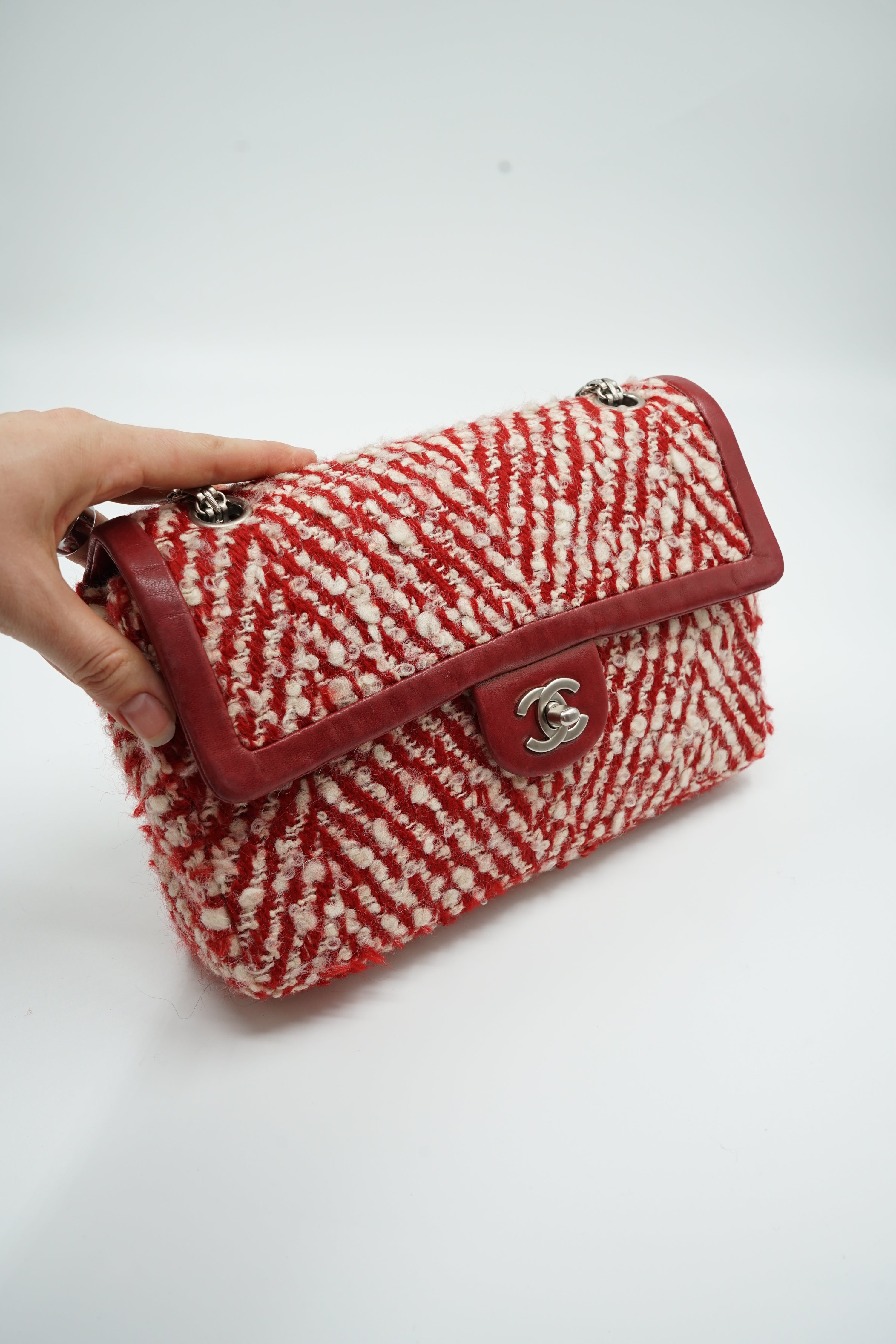 Chanel Medium Chevron Tweed Flap Bag