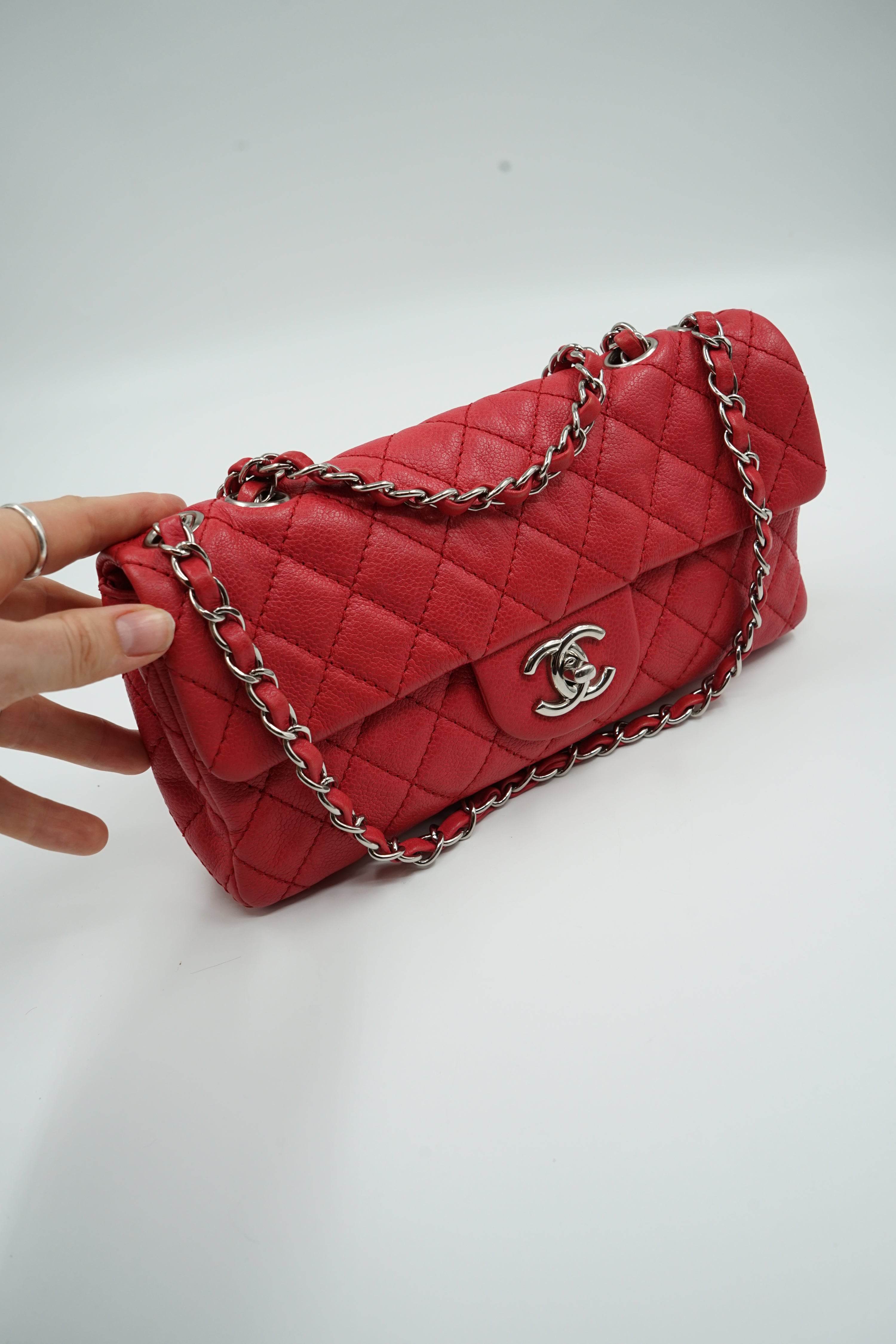 Chanel East West Red Caviar Leather