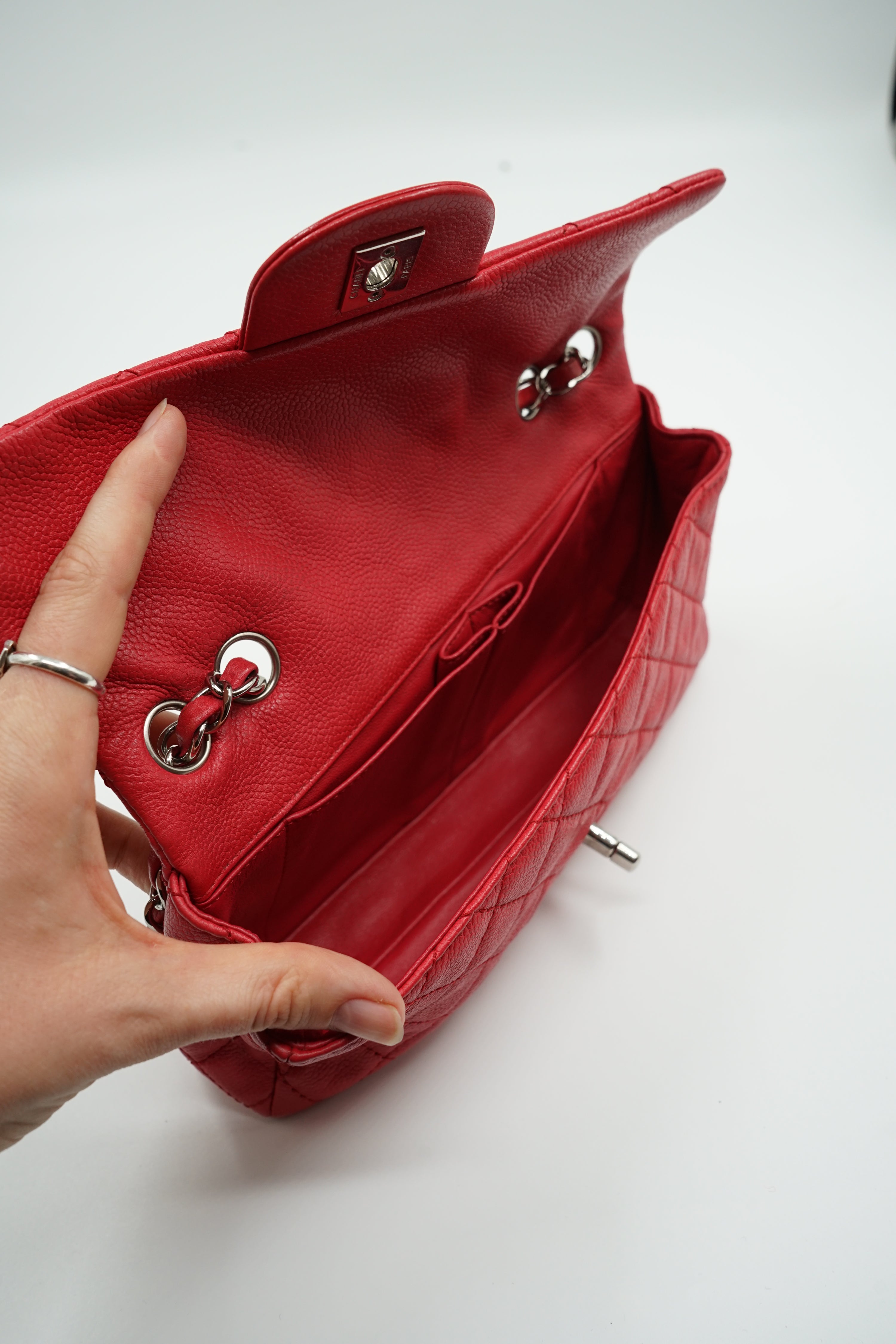 Chanel East West Red Caviar Leather