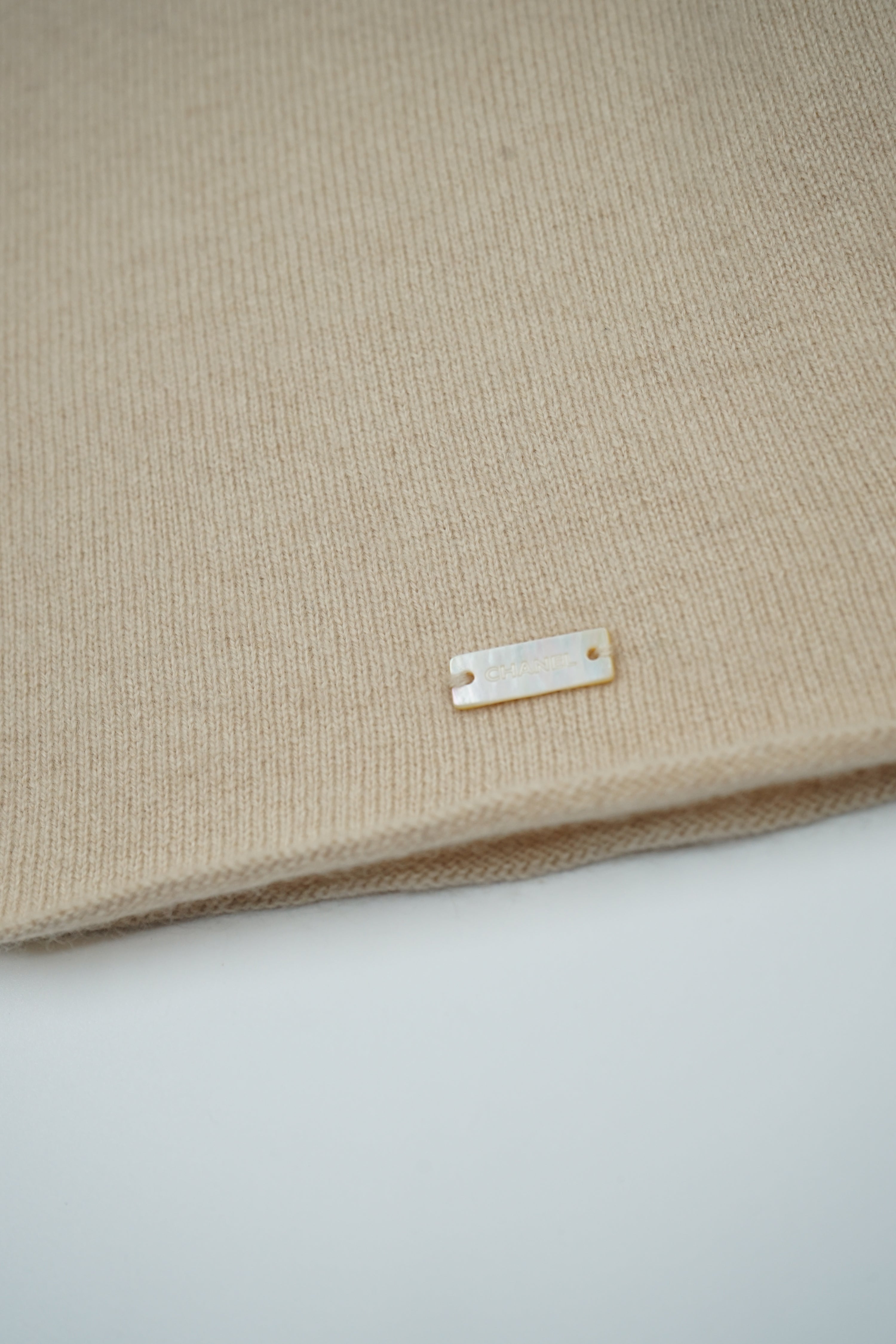 Chanel Beige Cashmere Logo Top