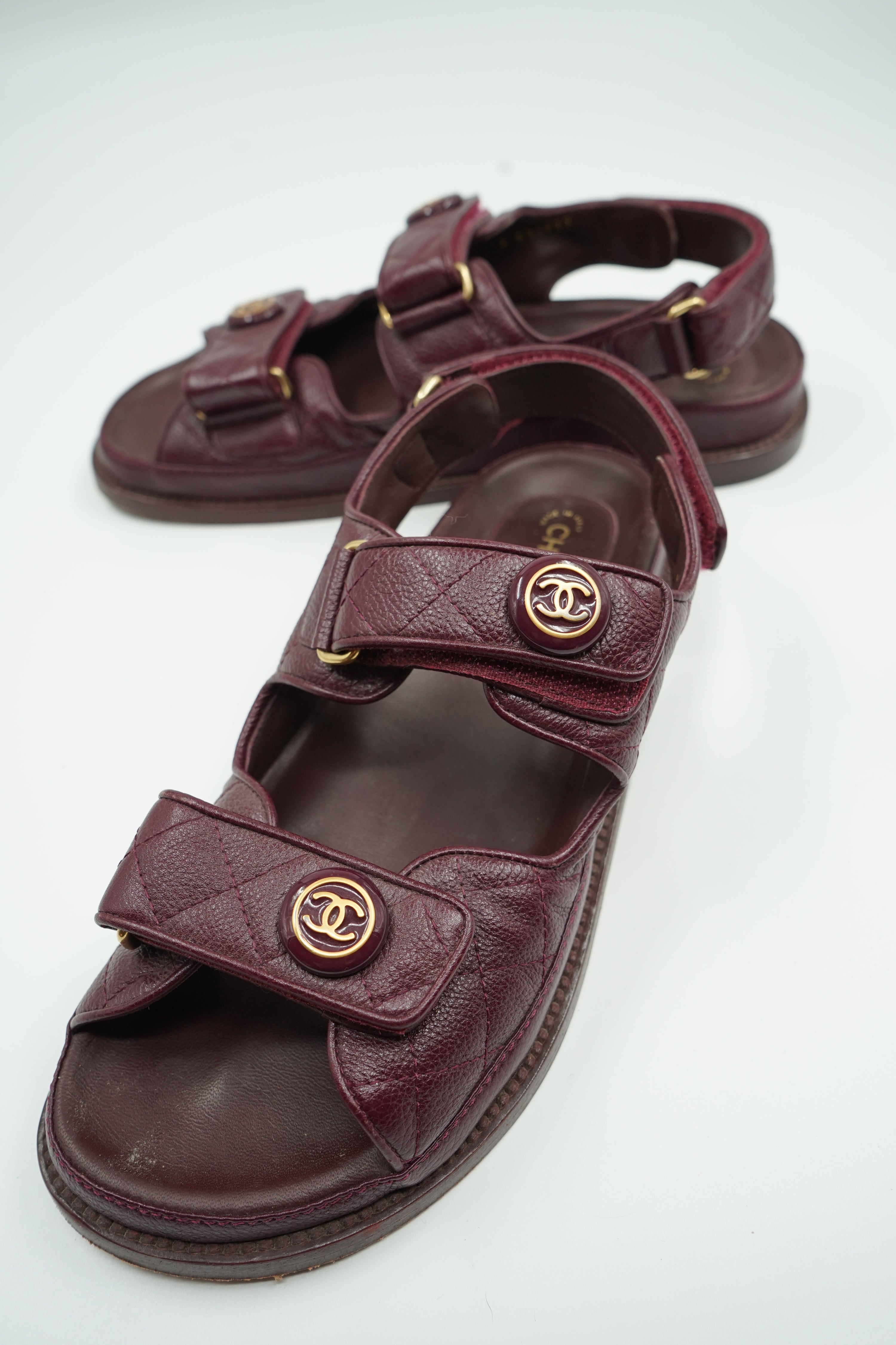 Chanel Caviar Leather Quilted Dad Sandals