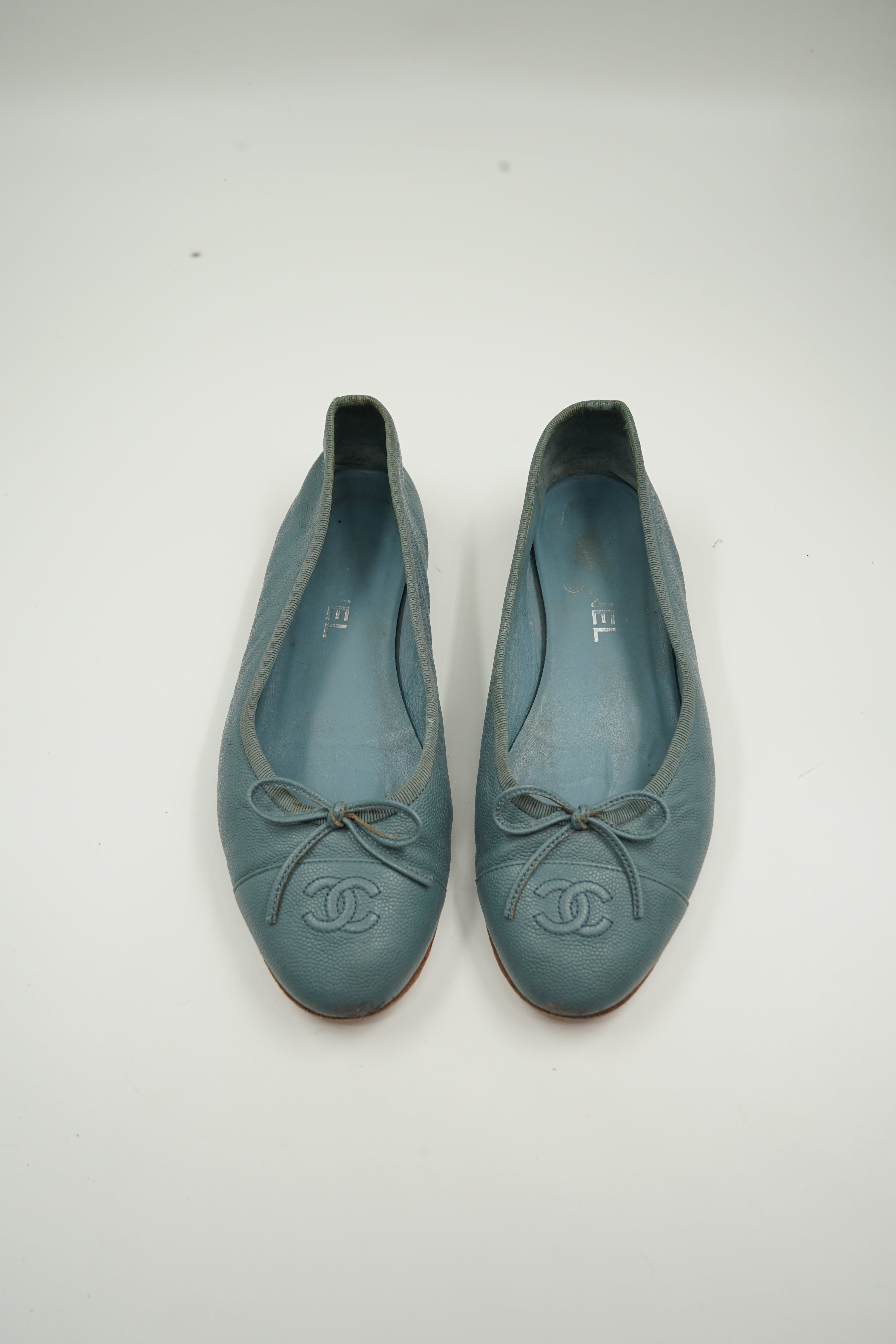 Chanel Ballet Flat Caviar Leather Blue
