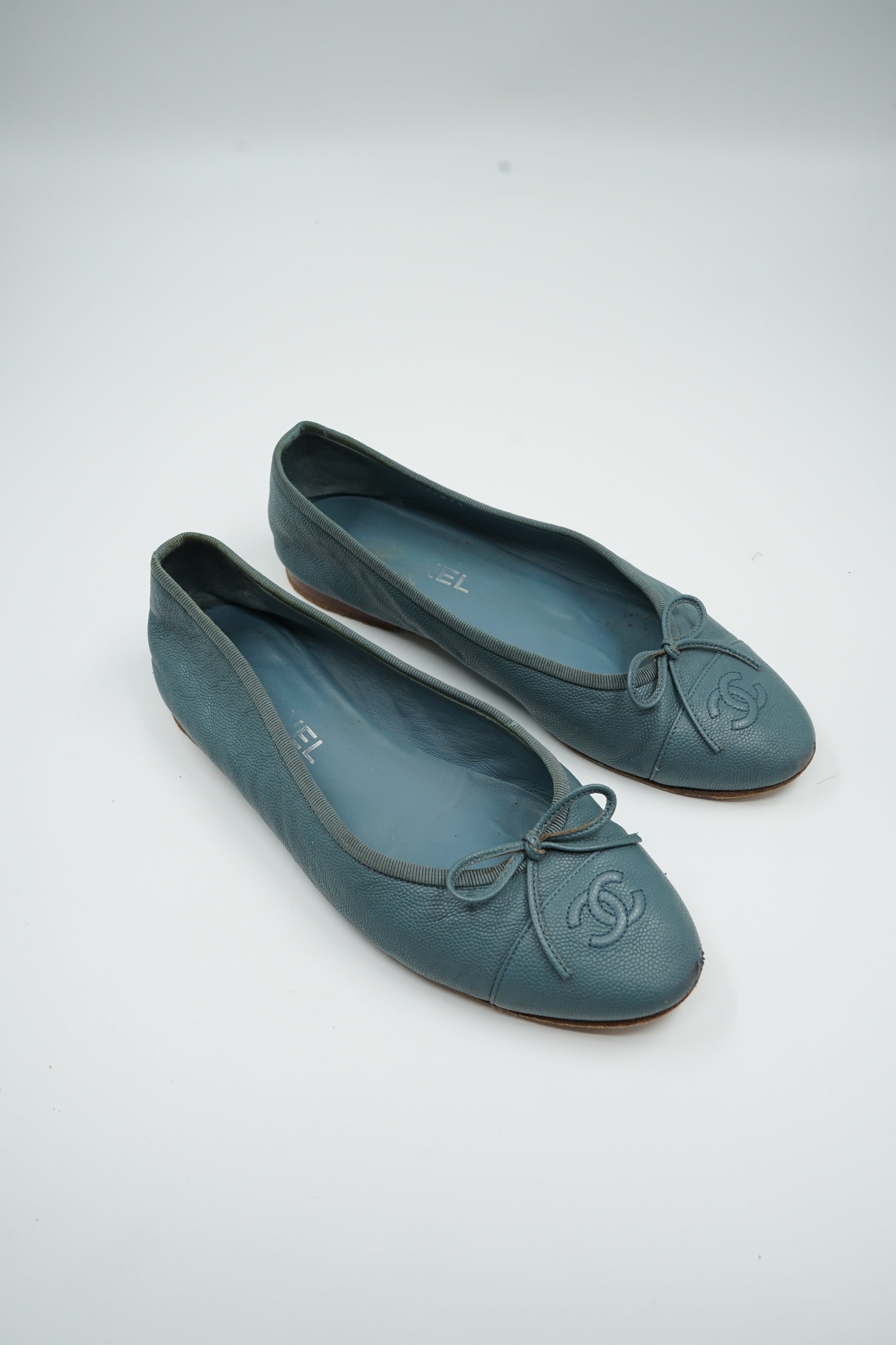 Chanel Ballet Flat Caviar Leather Blue