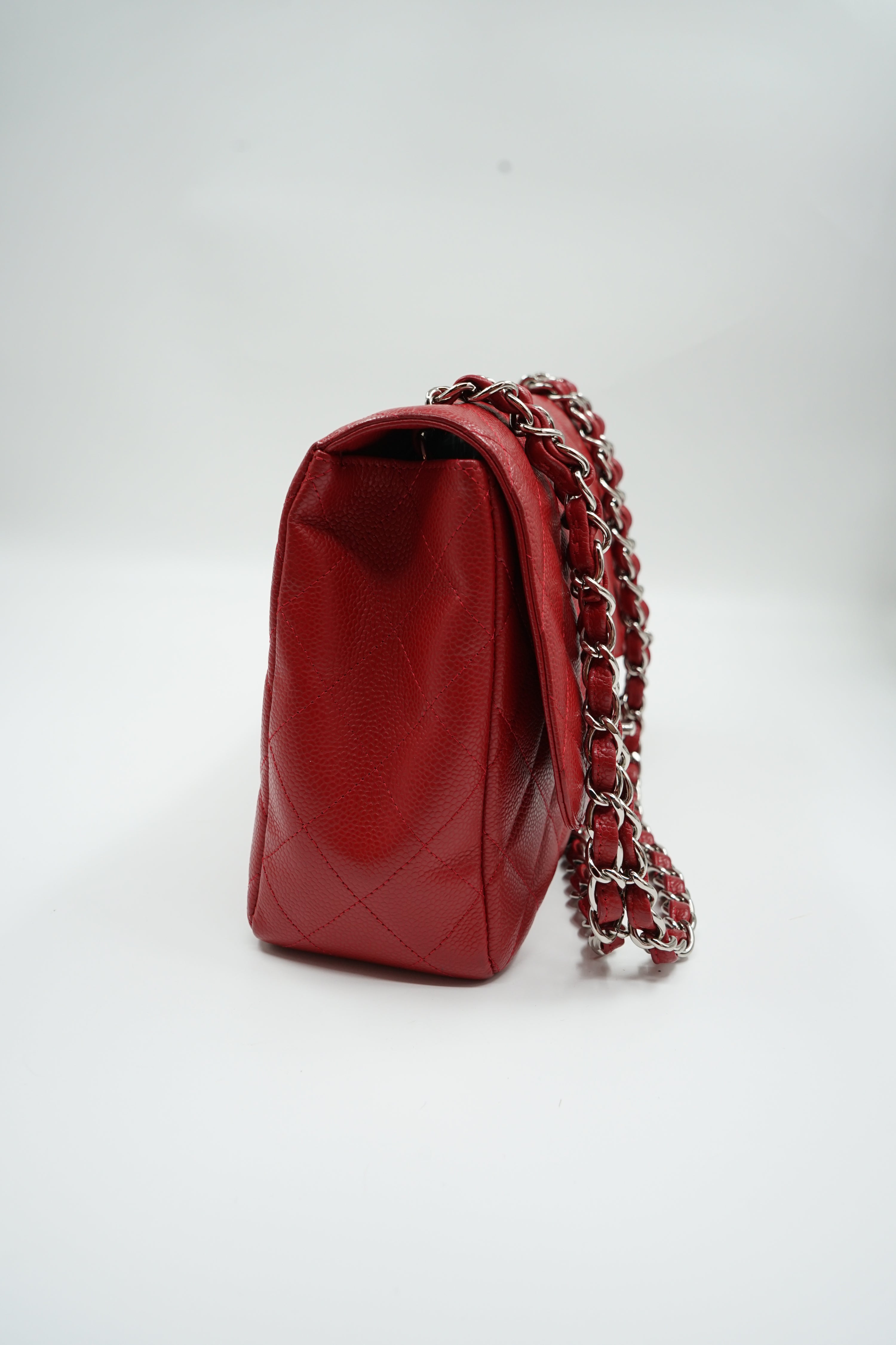Chanel Jumbo Single Flap Caviar Leather Red