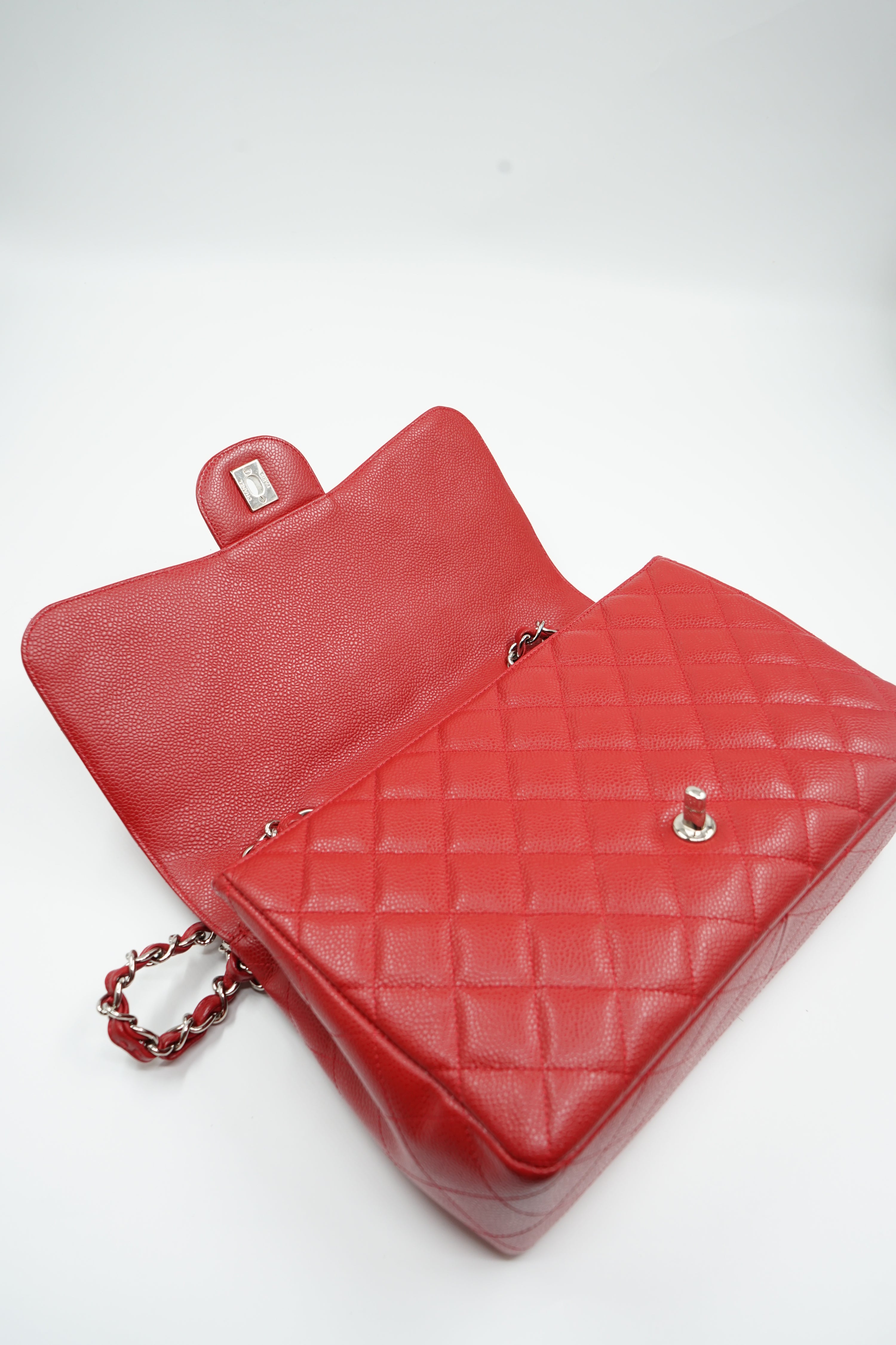 Chanel Jumbo Single Flap Caviar Leather Red