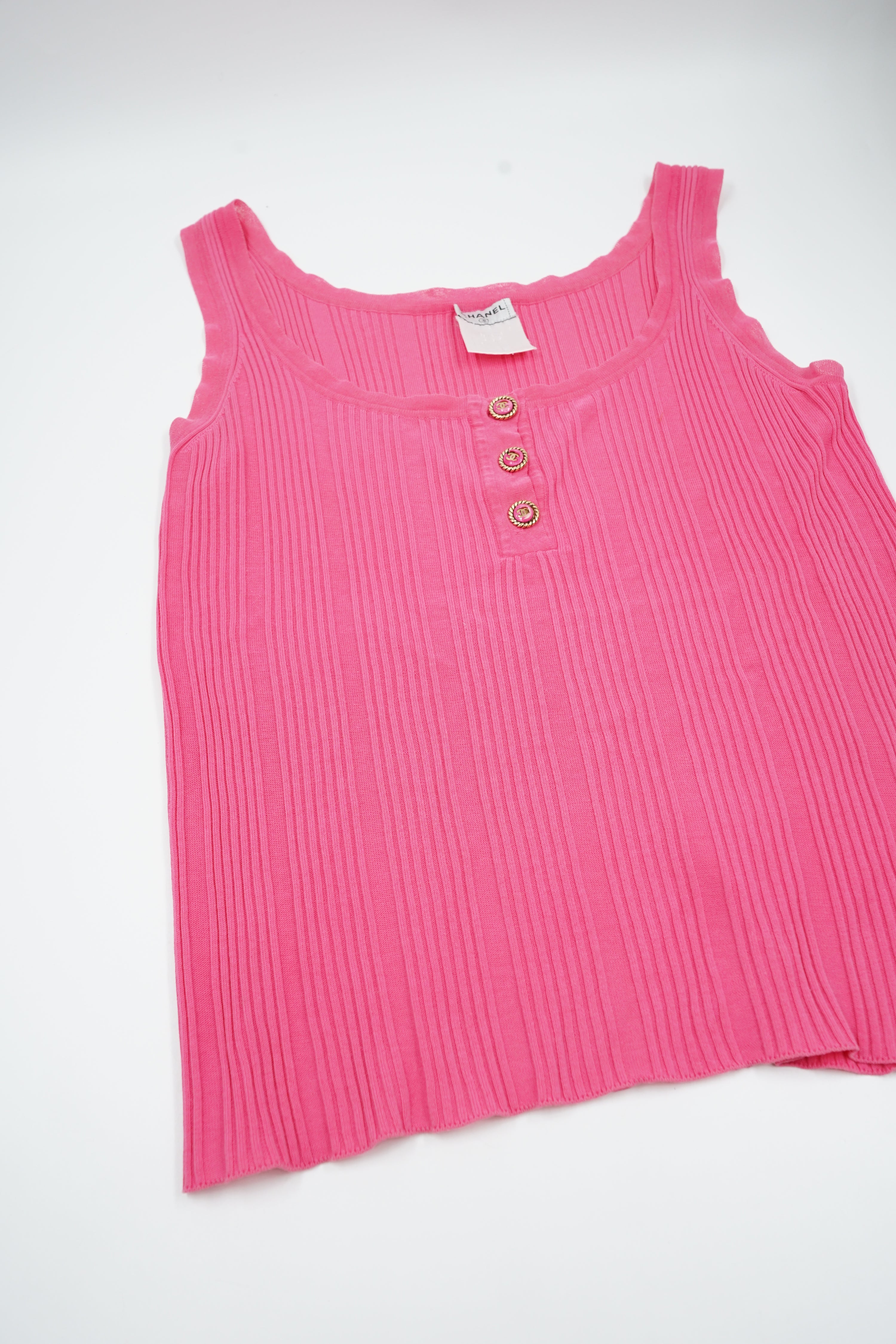 Chanel 2007 Pink Logo Button Top