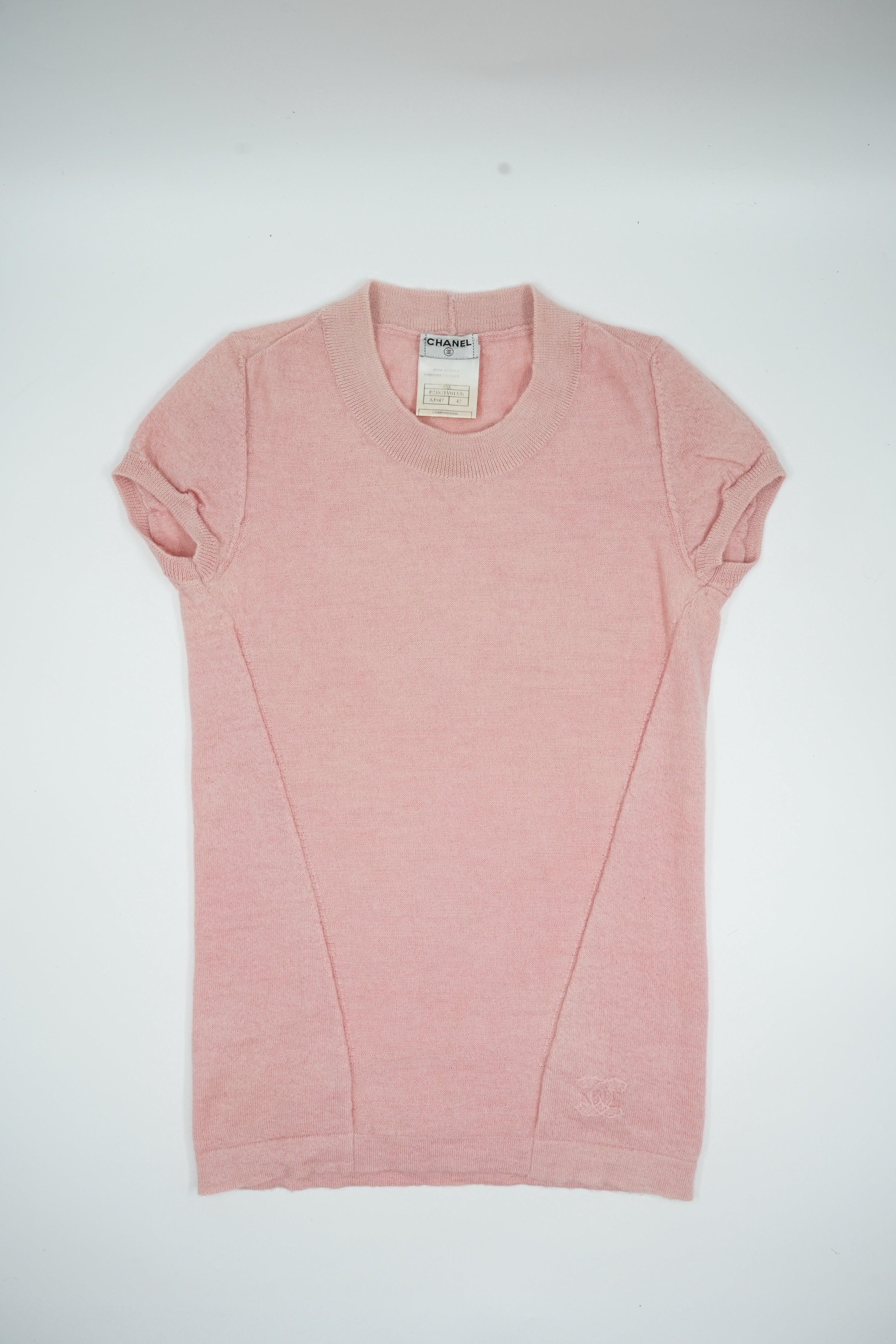 Chanel 2003 Casmere Pink Knit Tee