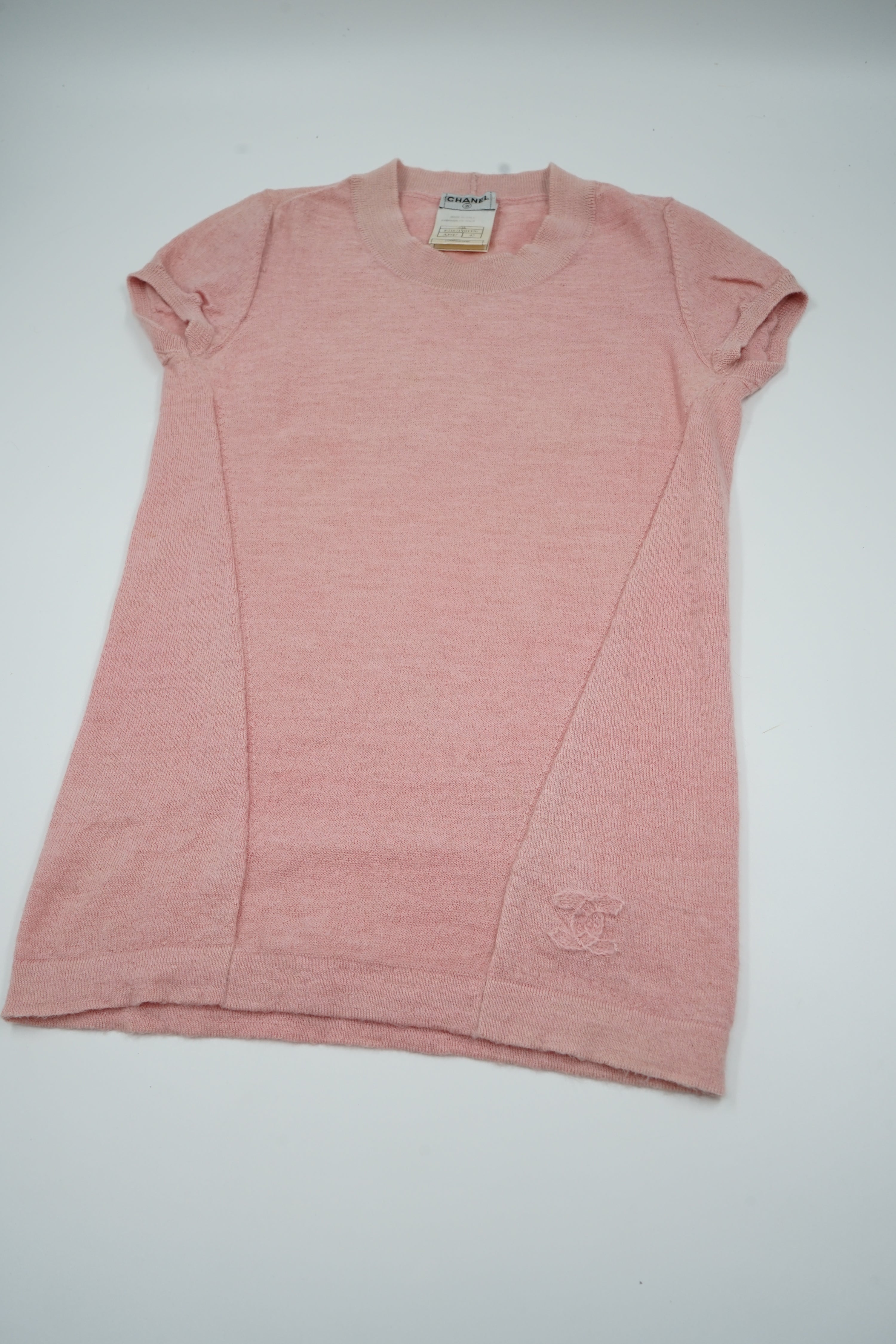 Chanel 2003 Casmere Pink Knit Tee