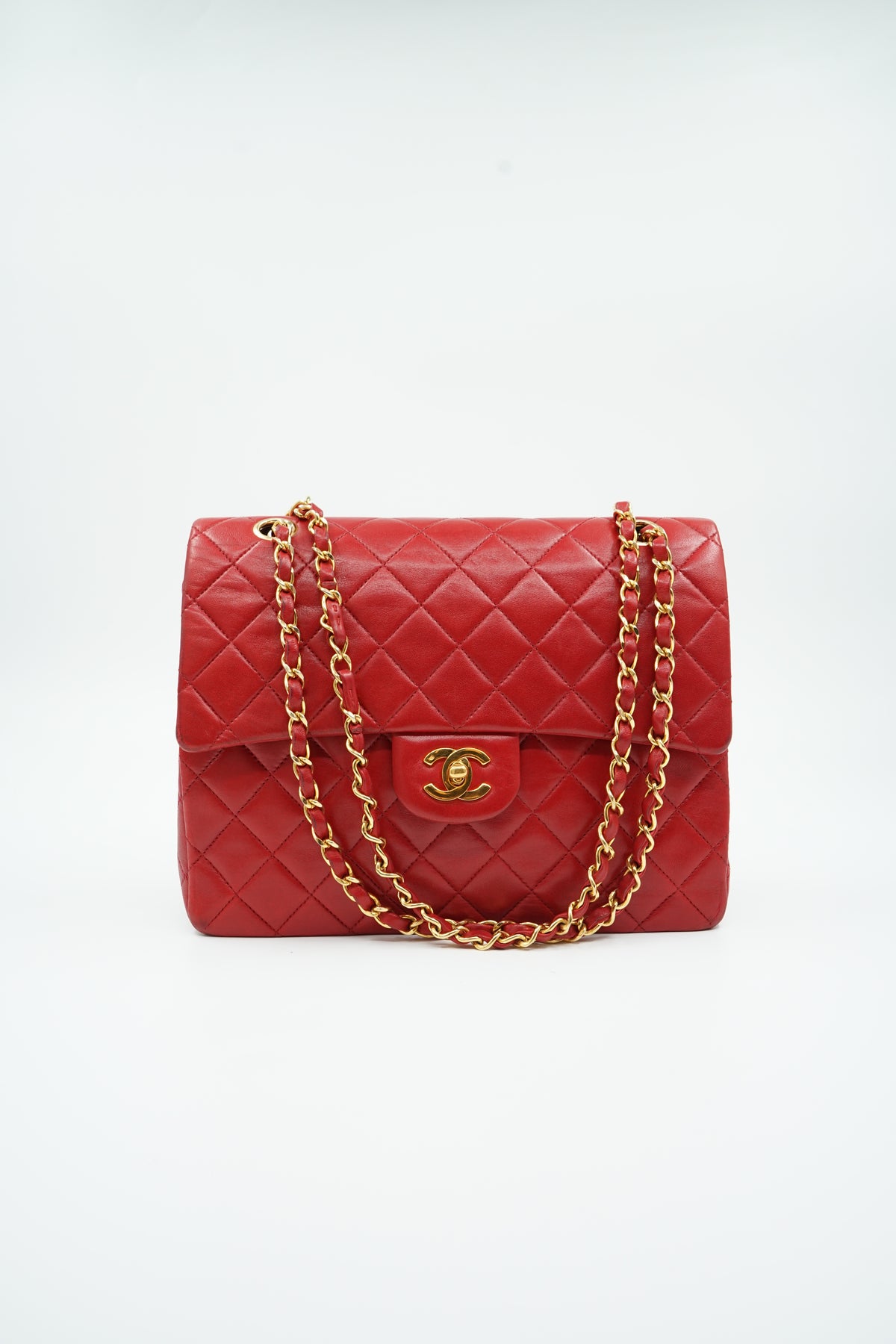 Chanel Medium Tall Double Flap Bag Red