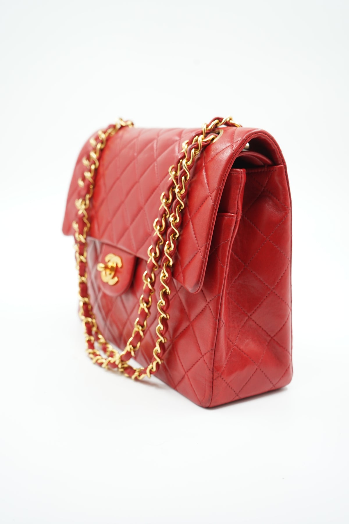 Chanel Medium Tall Double Flap Bag Red