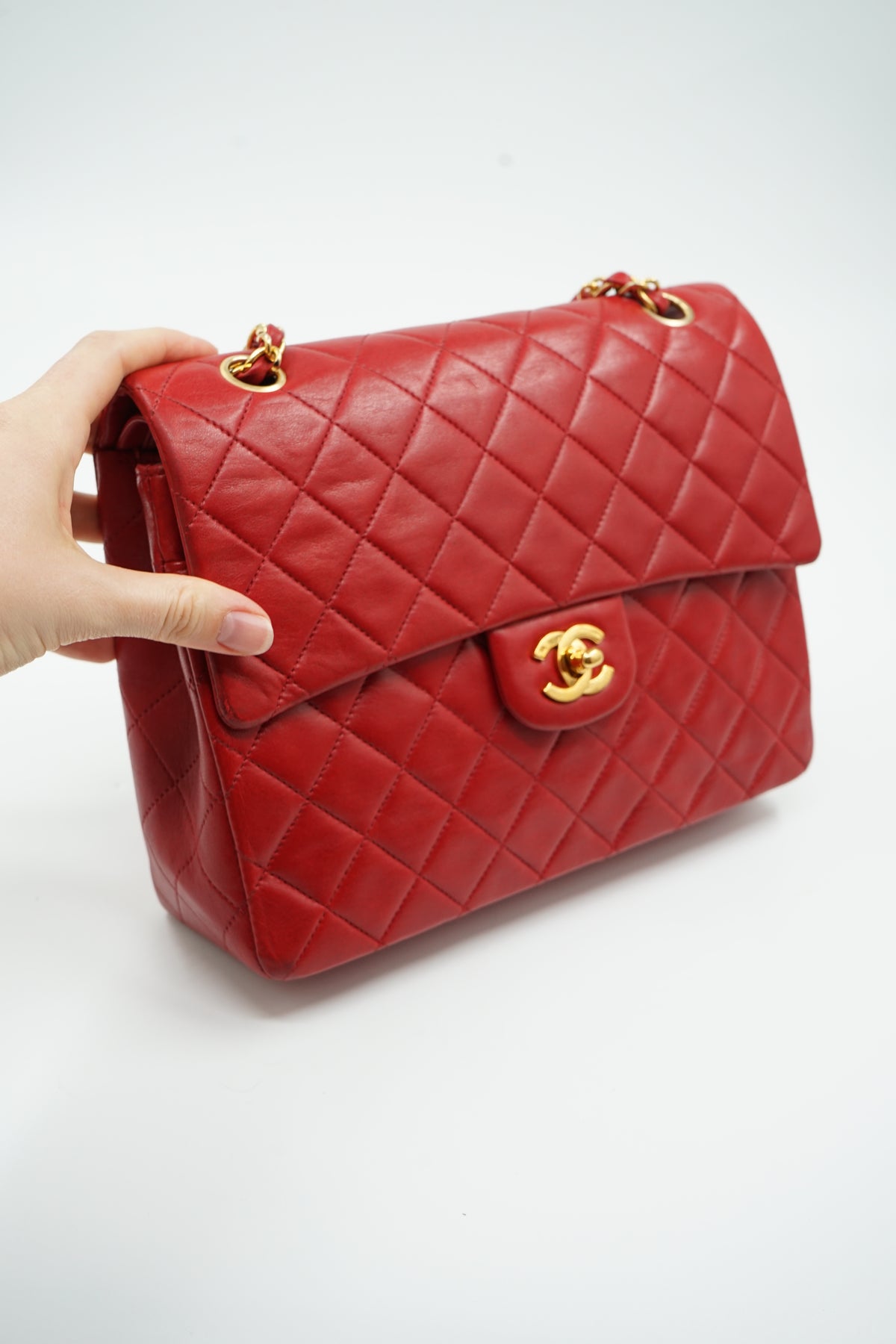 Chanel Medium Tall Double Flap Bag Red
