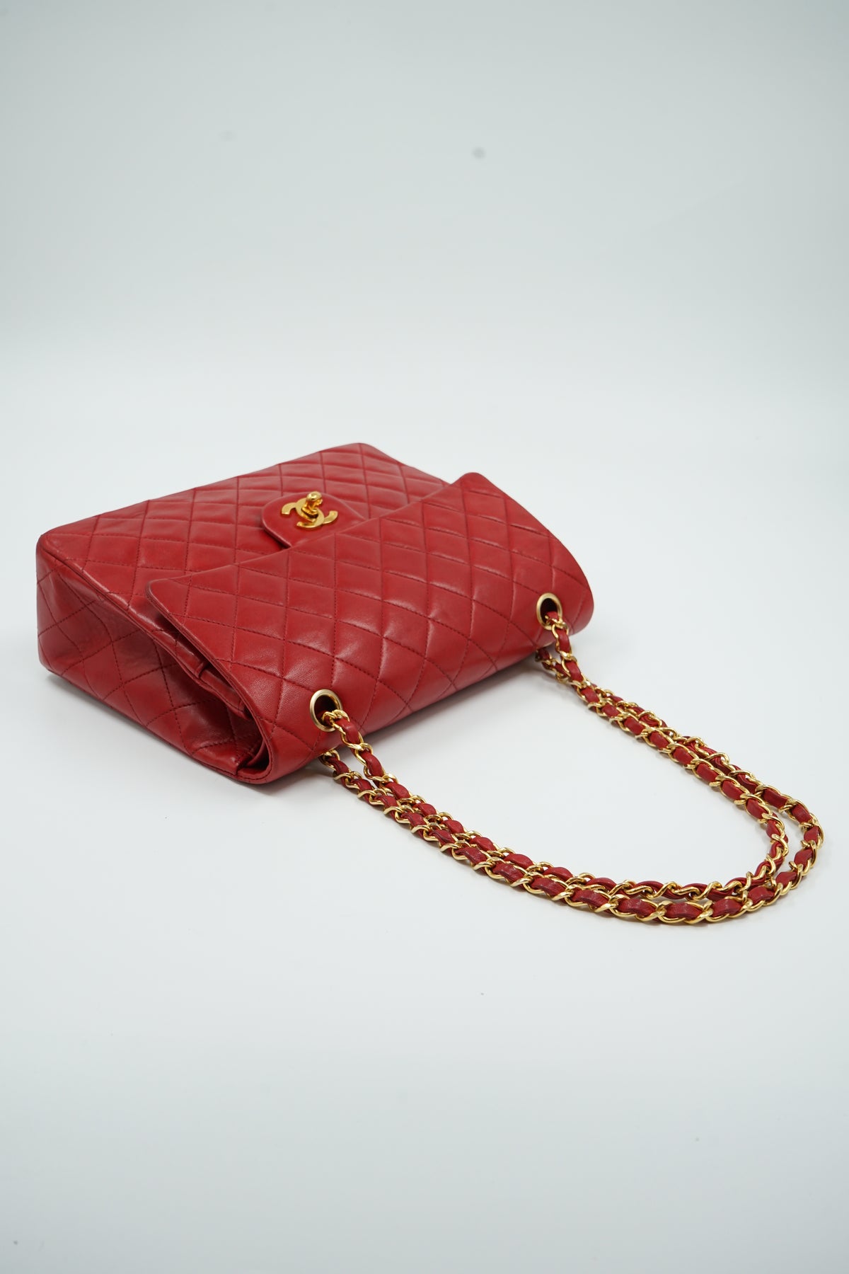 Chanel Medium Tall Double Flap Bag Red