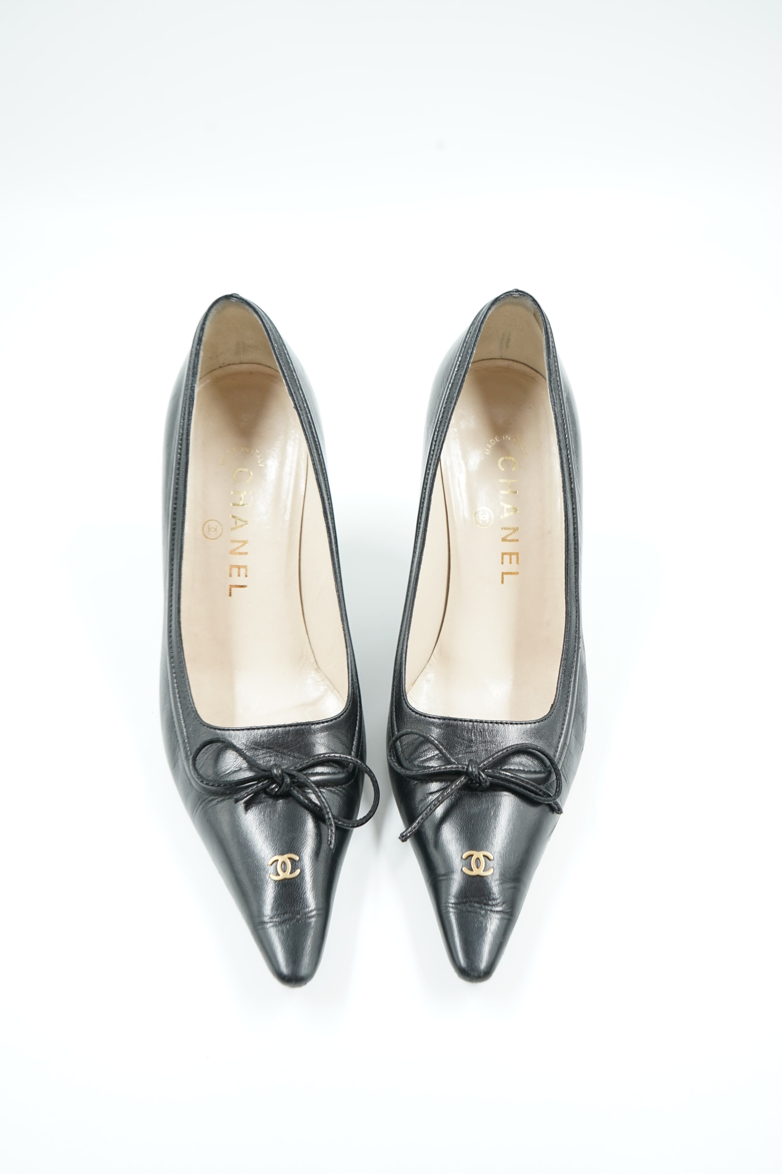 Chanel Logo Heels Black