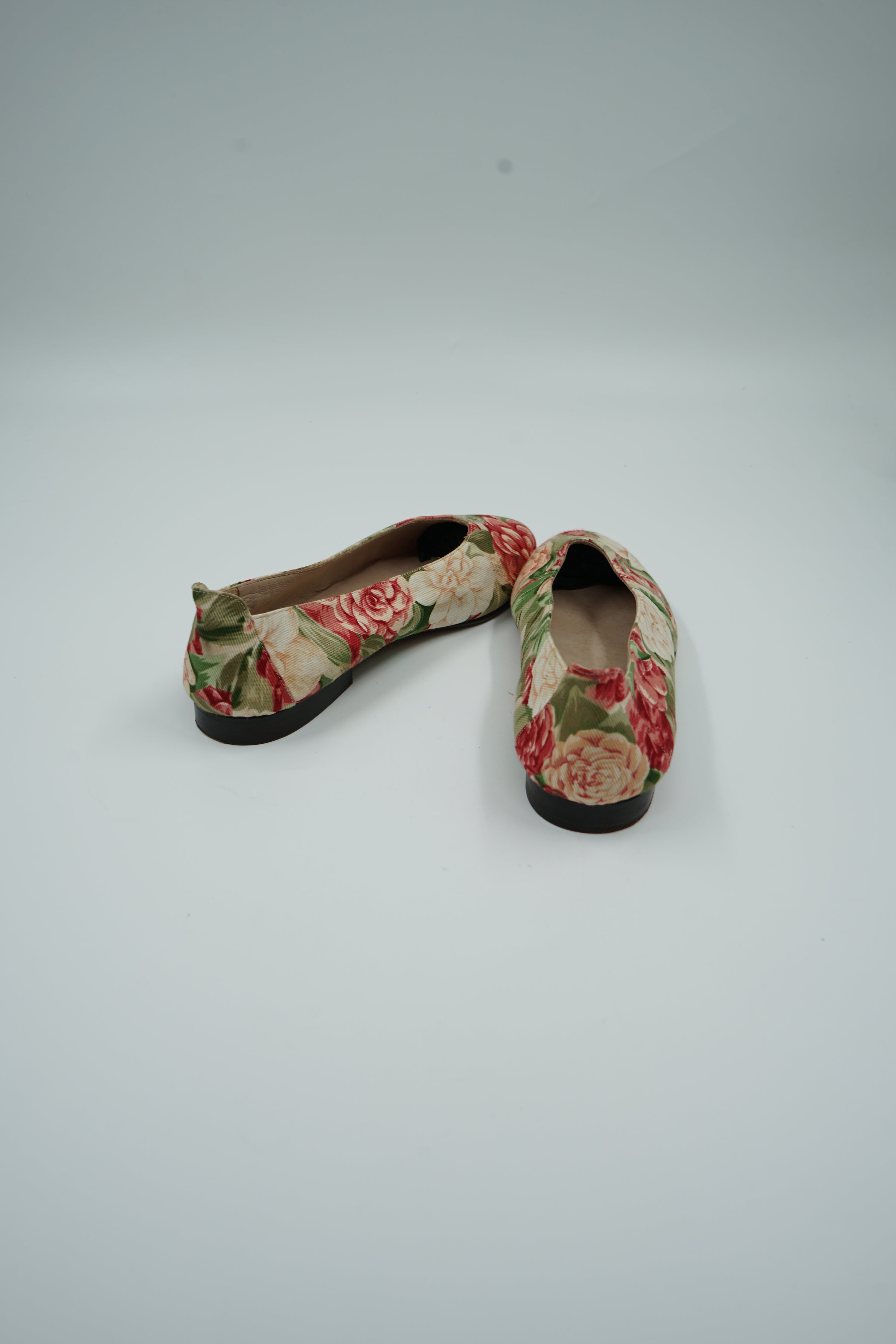 Chanel Floral Print Logo Ballet Flats