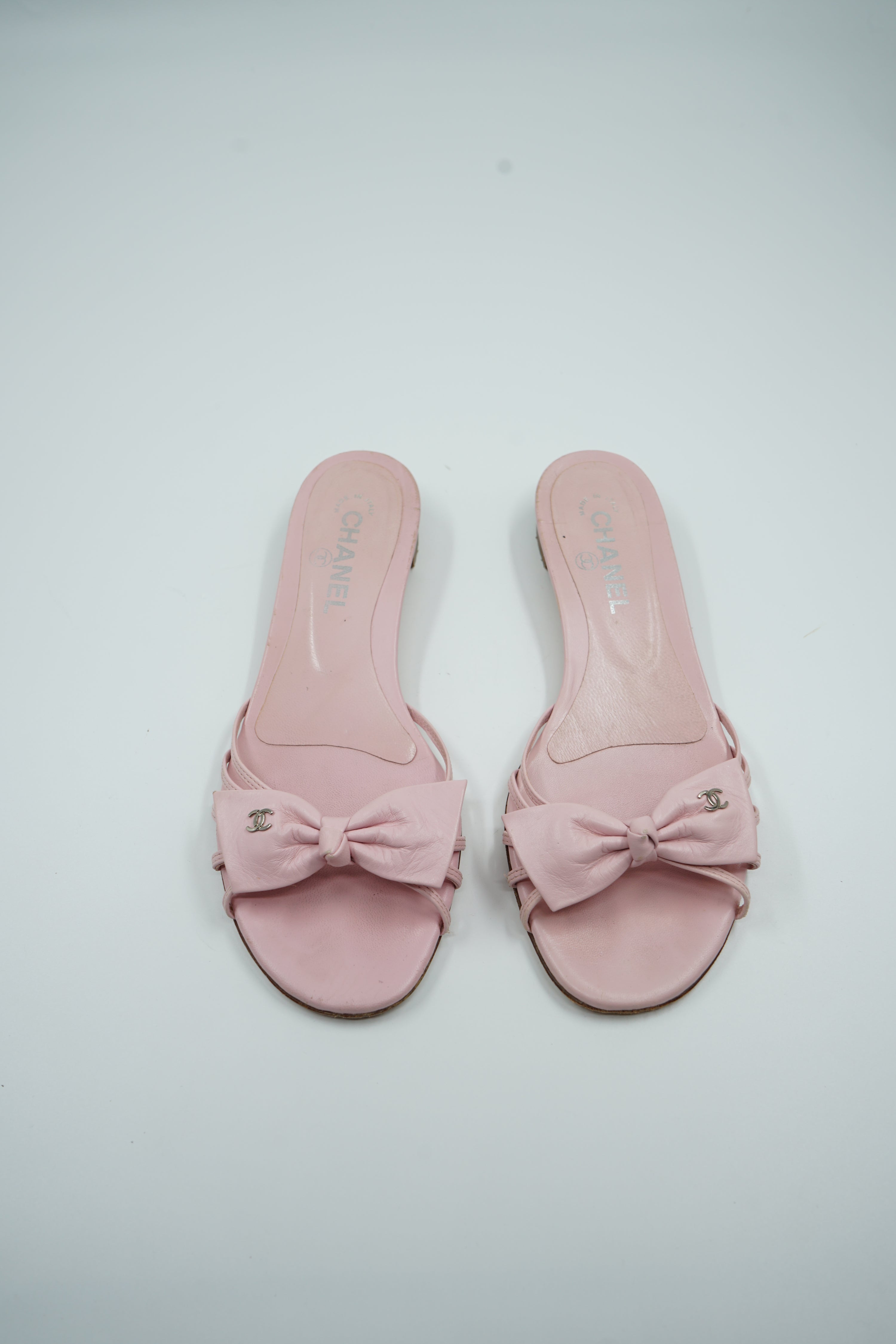 Chanel Bow Logo Flats Pink
