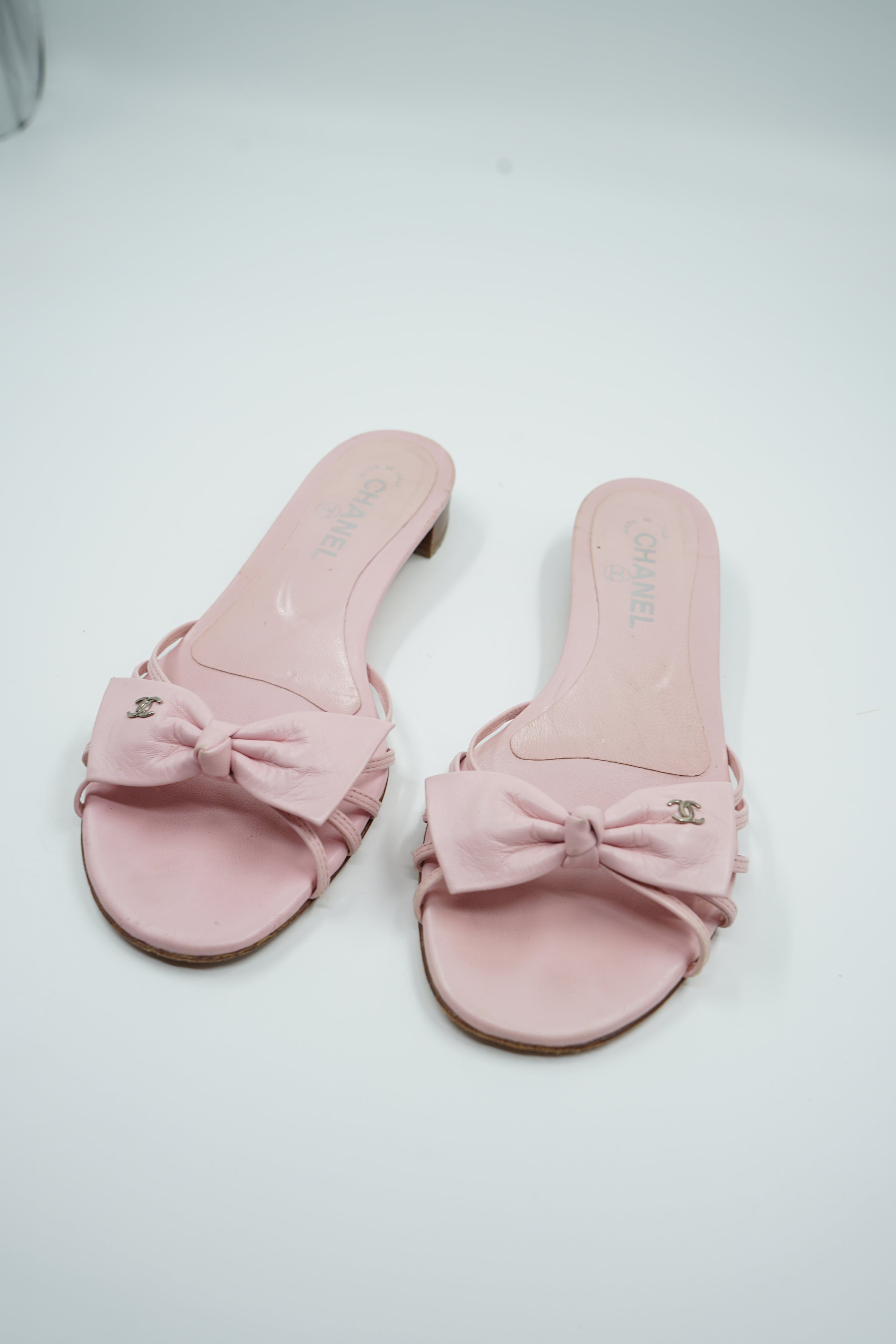 Chanel Bow Logo Flats Pink