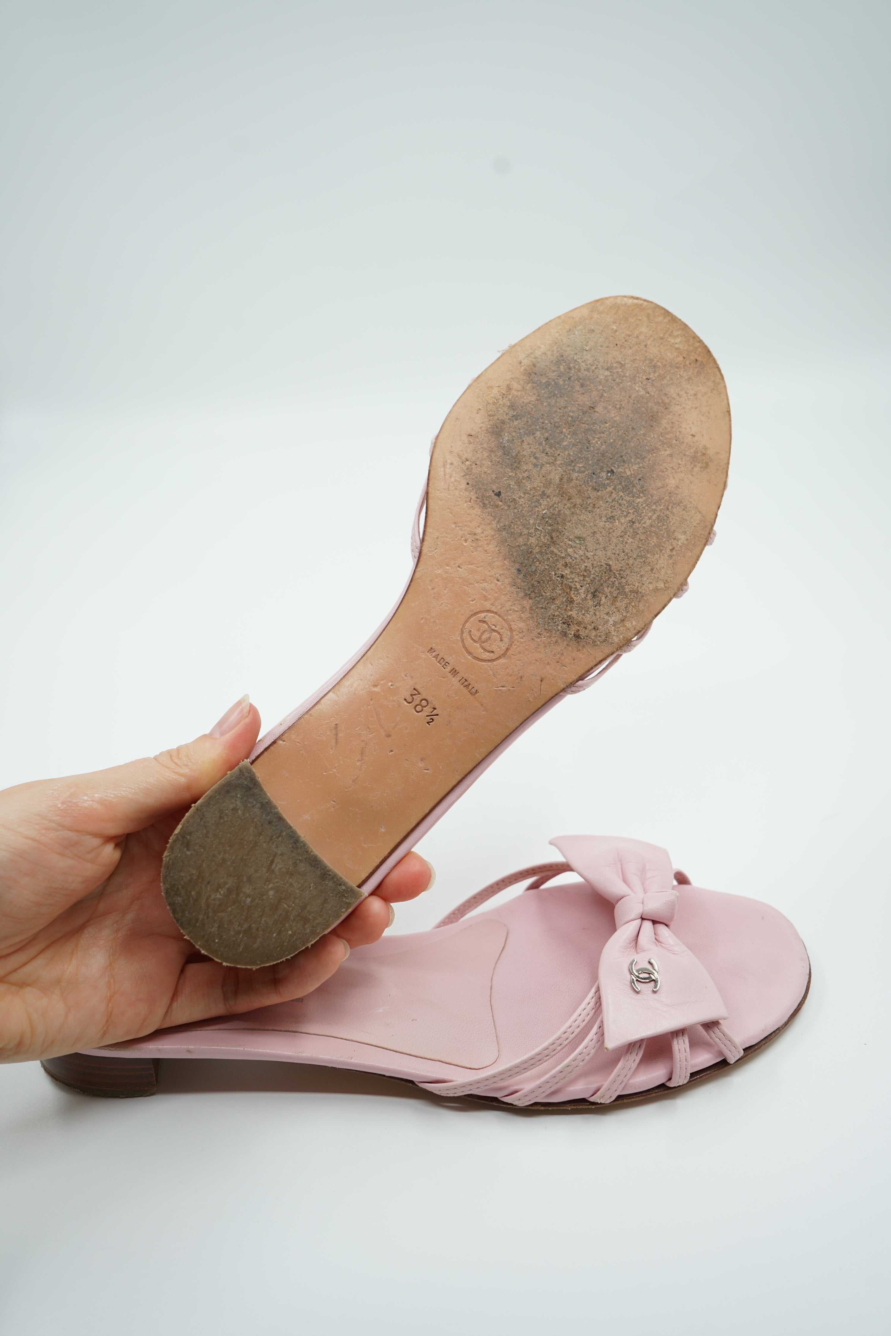 Chanel Bow Logo Flats Pink