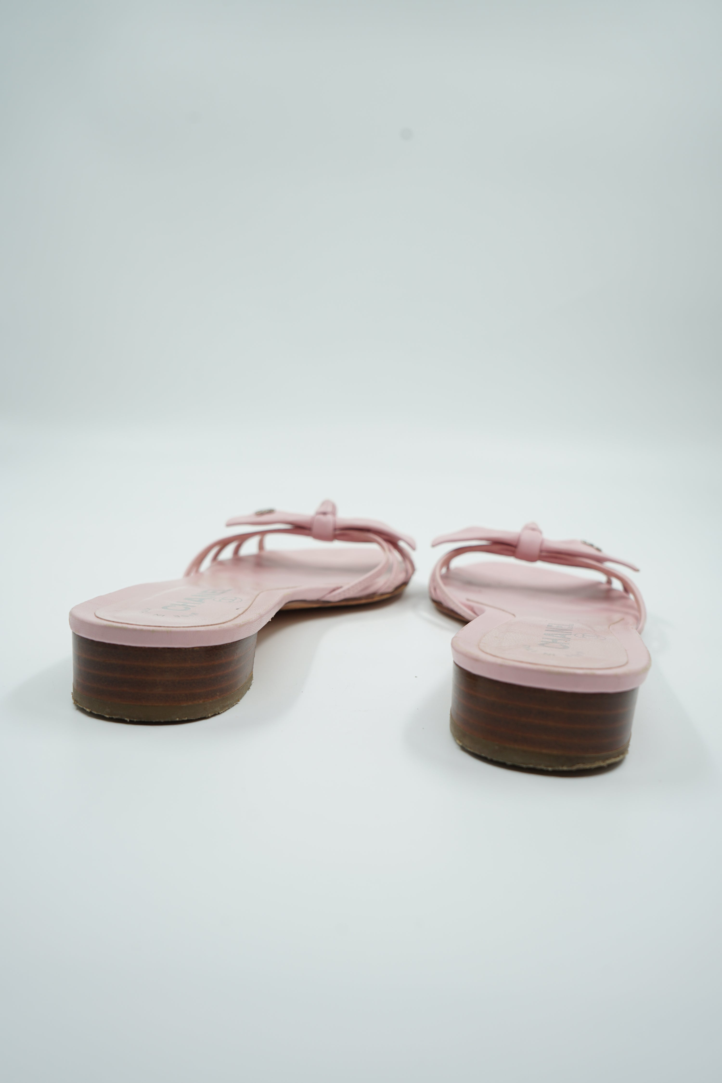 Chanel Bow Logo Flats Pink