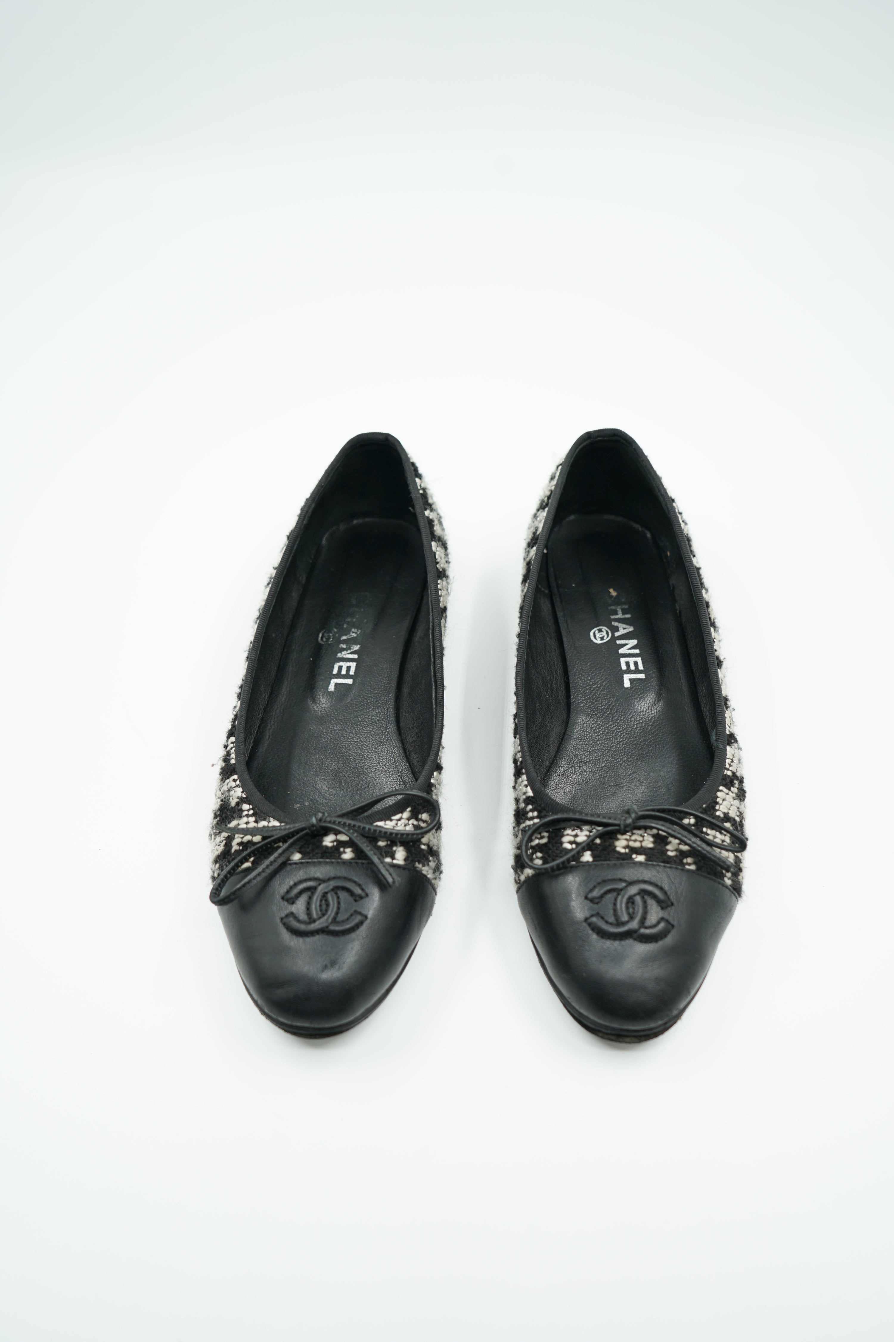 Chanel Tweed Cap Toe Ballet Flats