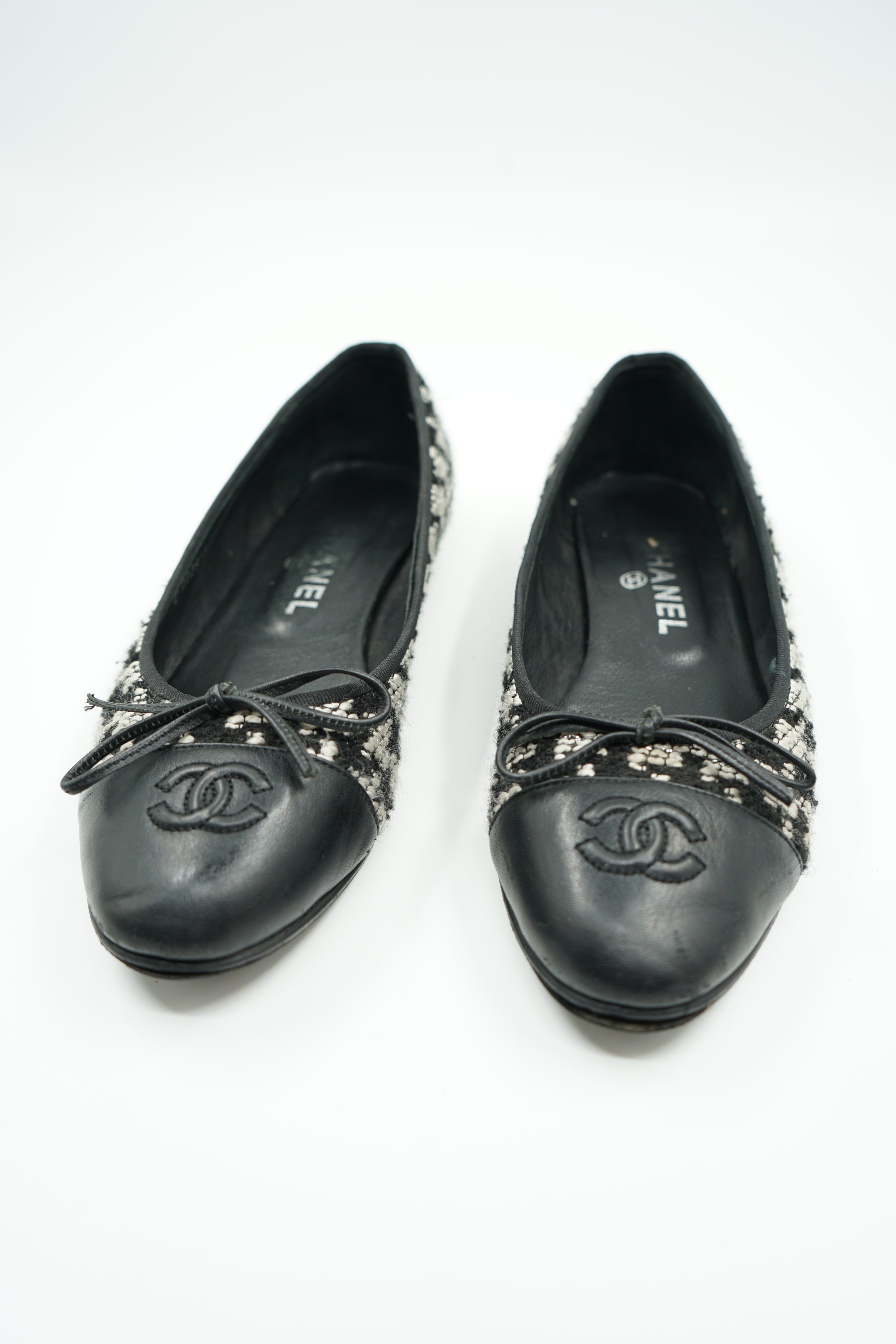 Chanel Tweed Cap Toe Ballet Flats