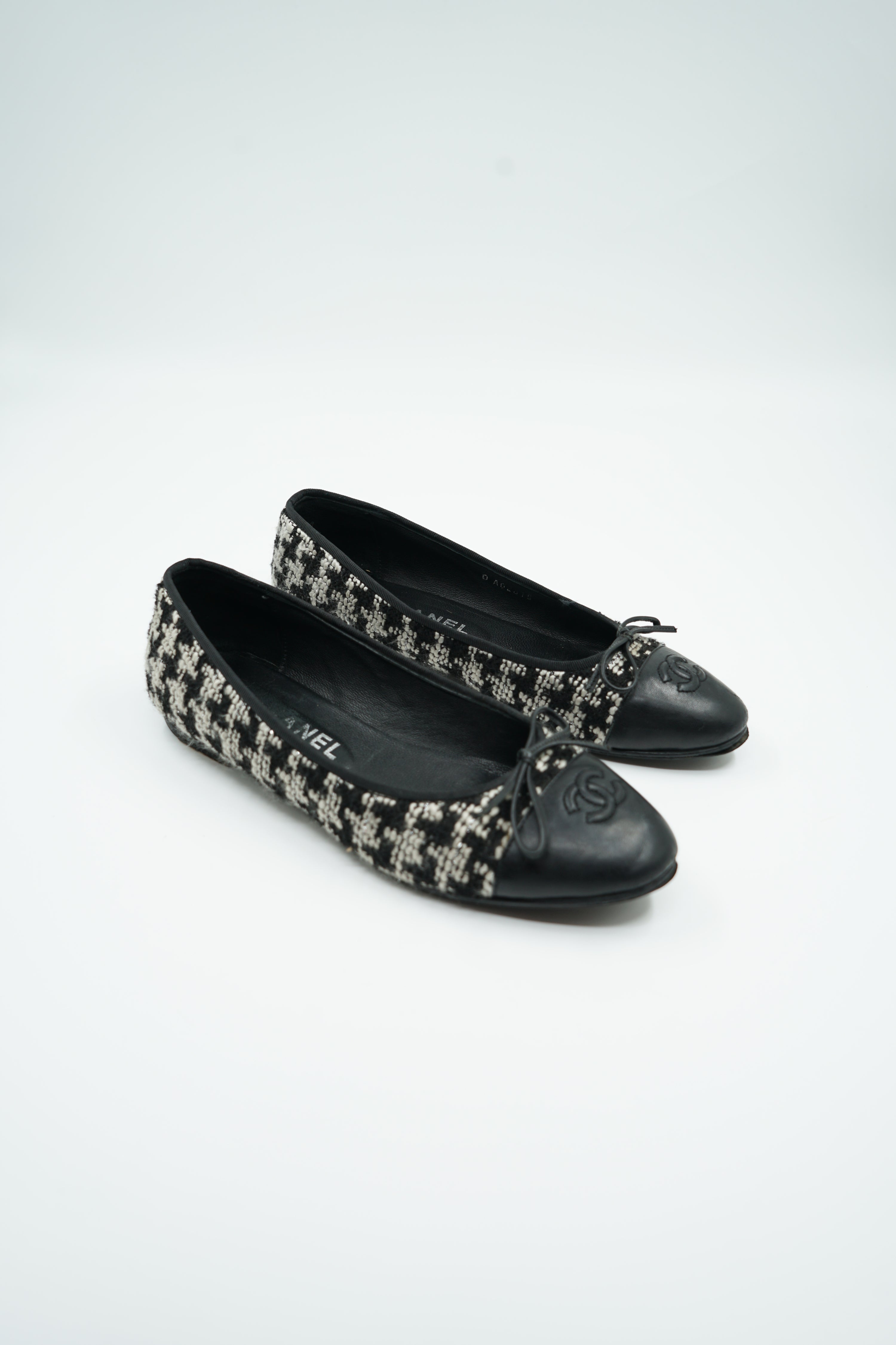 Chanel Tweed Cap Toe Ballet Flats