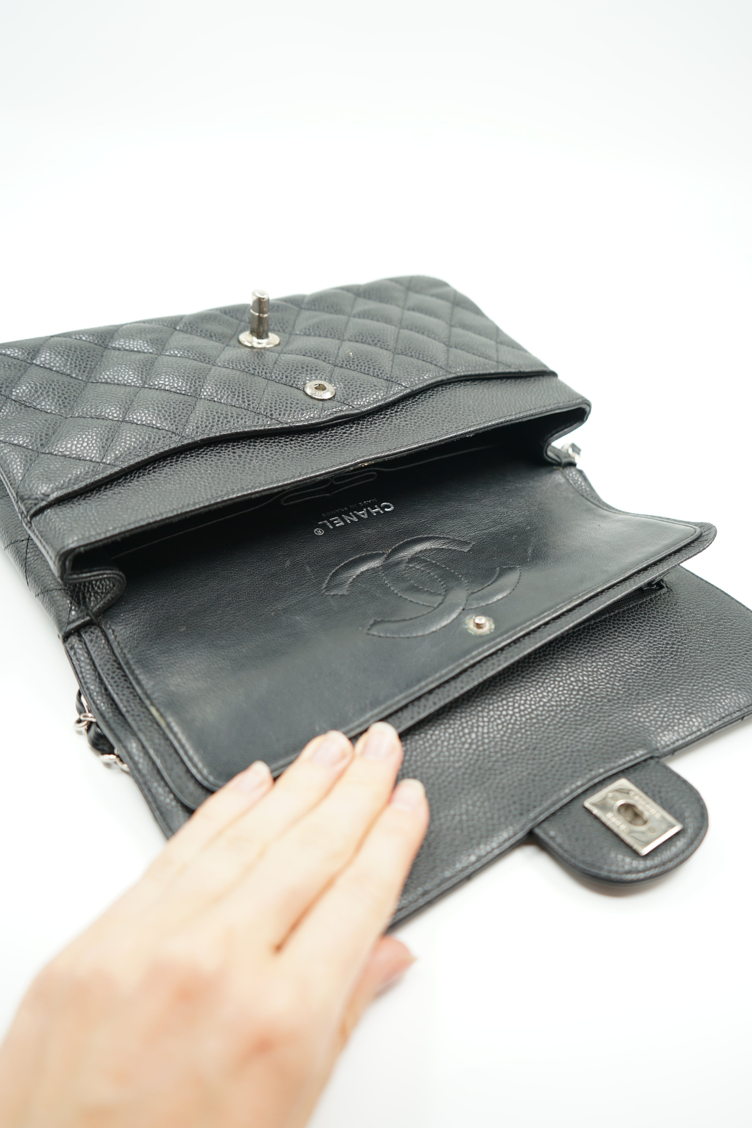 Chanel Medium Double Flap Bag Caviar Black