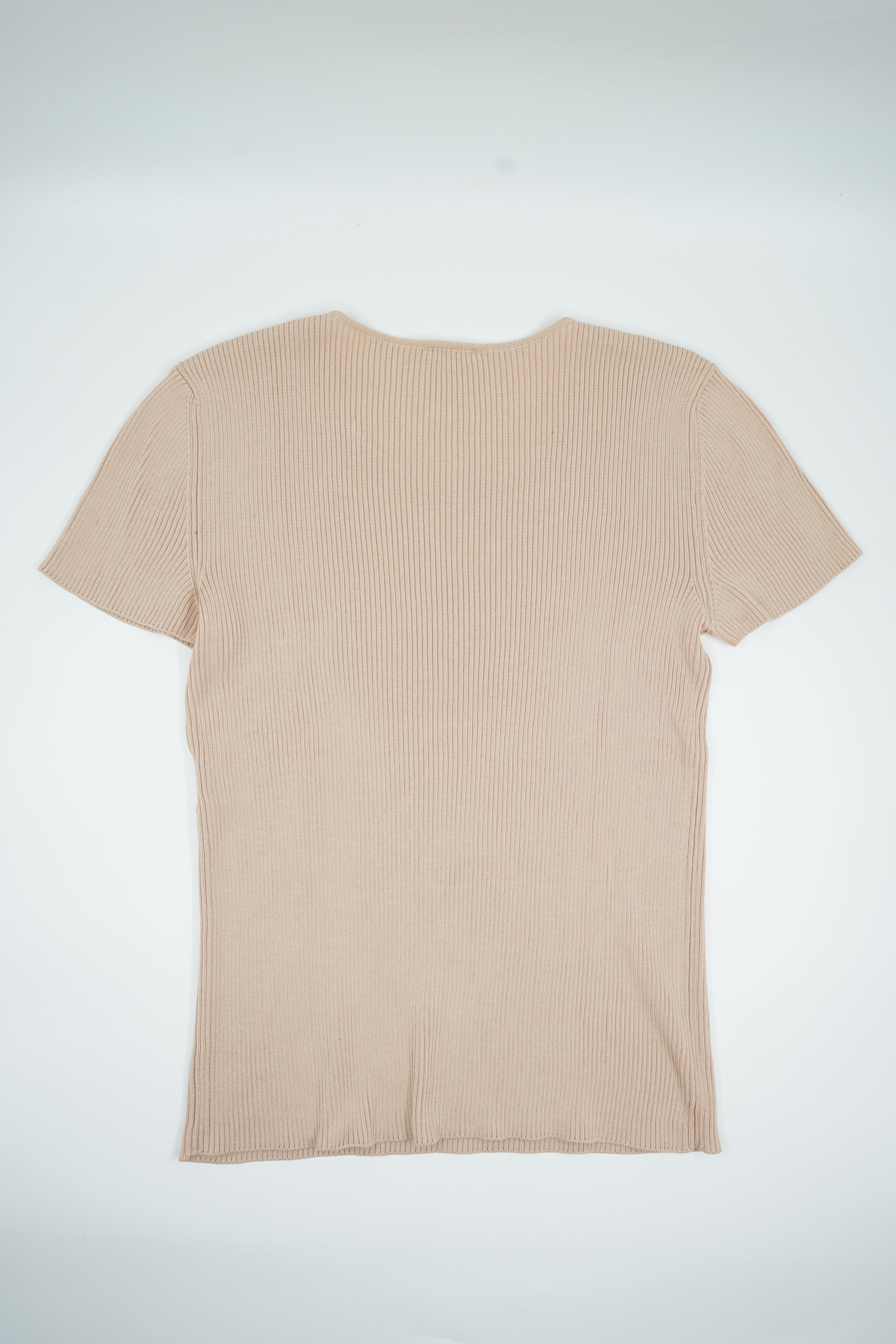Chanel 2002 Knit Logo Tee Beige