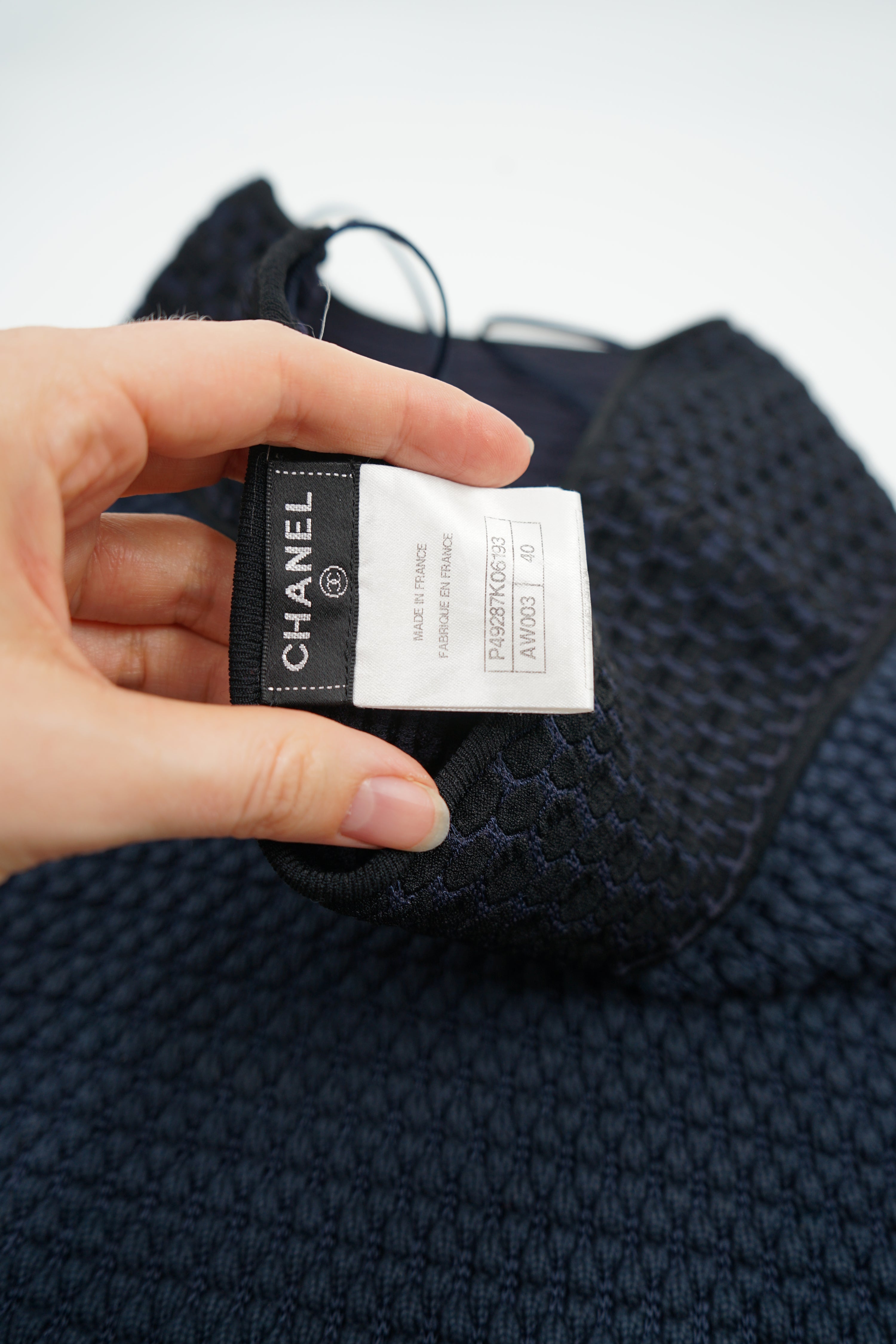Chanel 2003 Navy Knit Logo Camisole