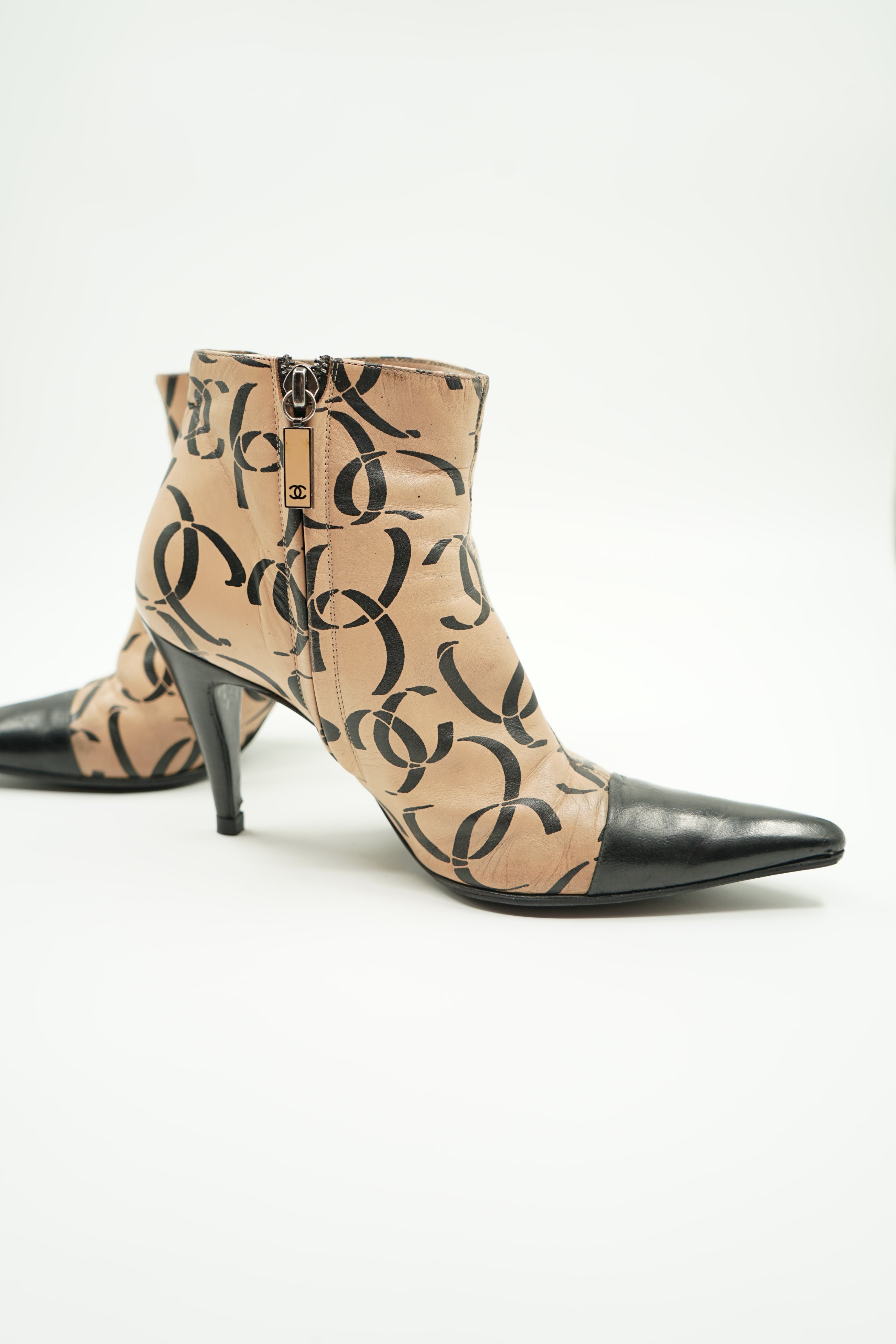 Chanel FW 2000 Logo Heeled Boots