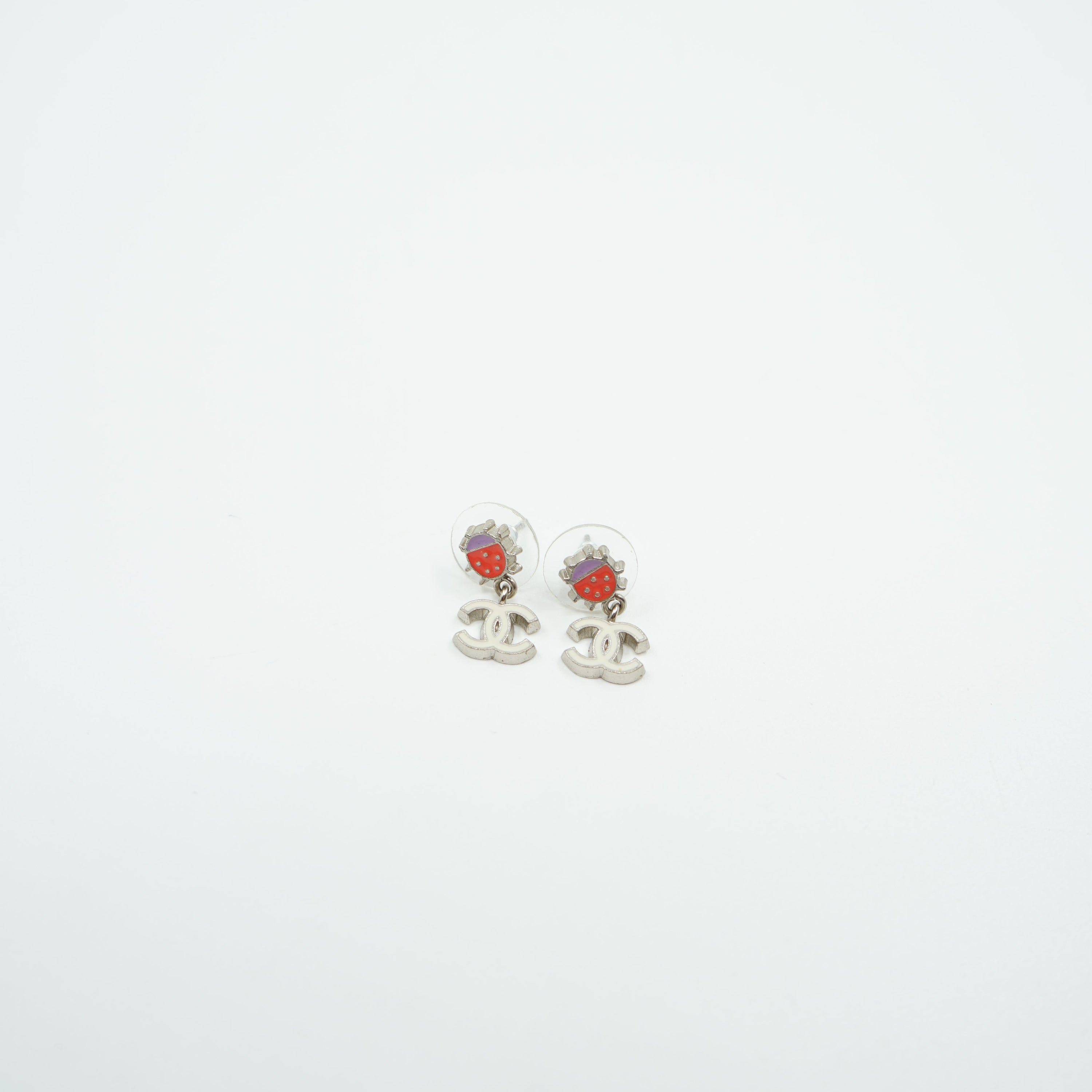 Chanel Enamel Lady Bug Studs Earrings