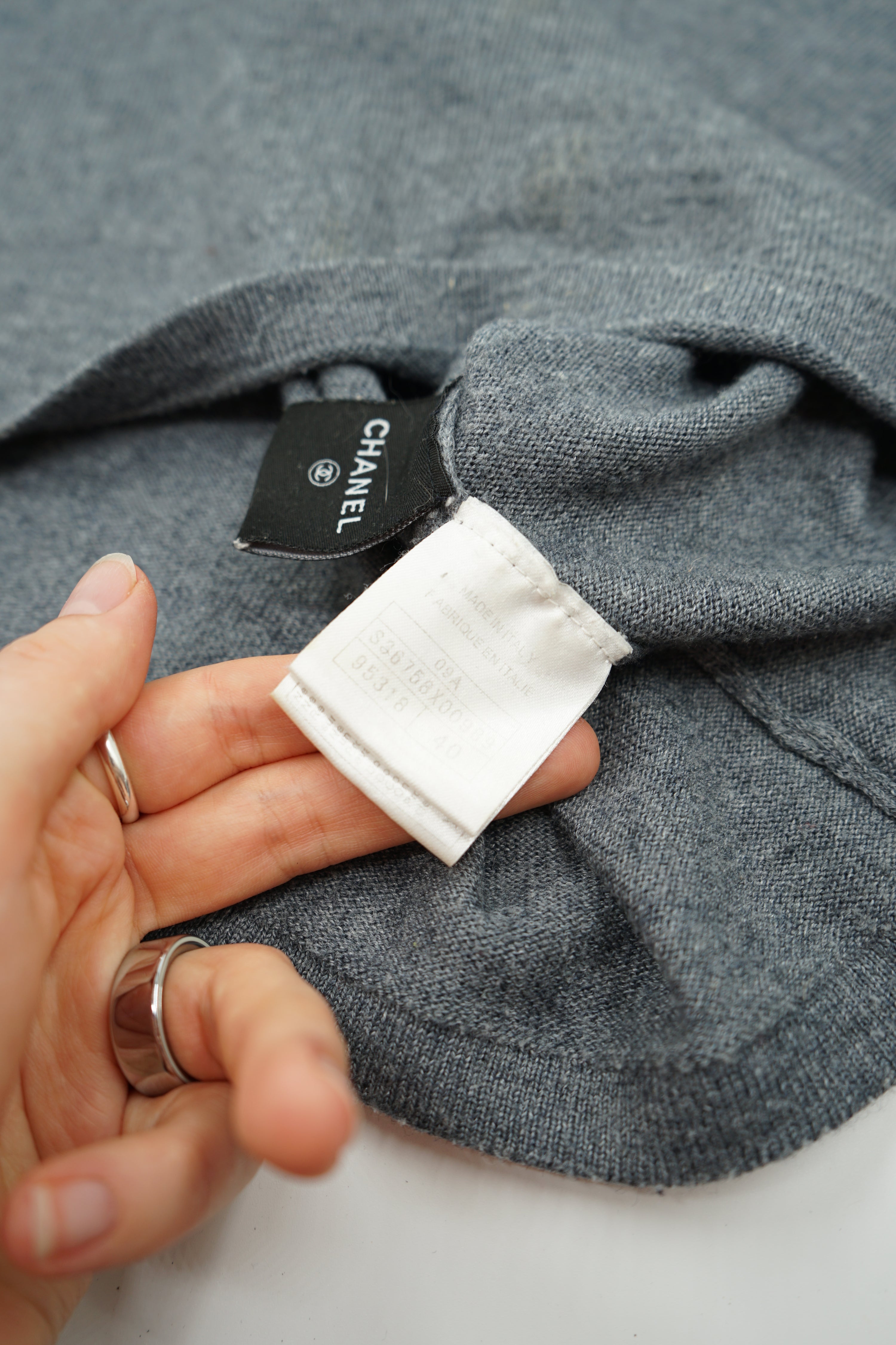 Chanel 2009 Logo Grey Wool Tank Top