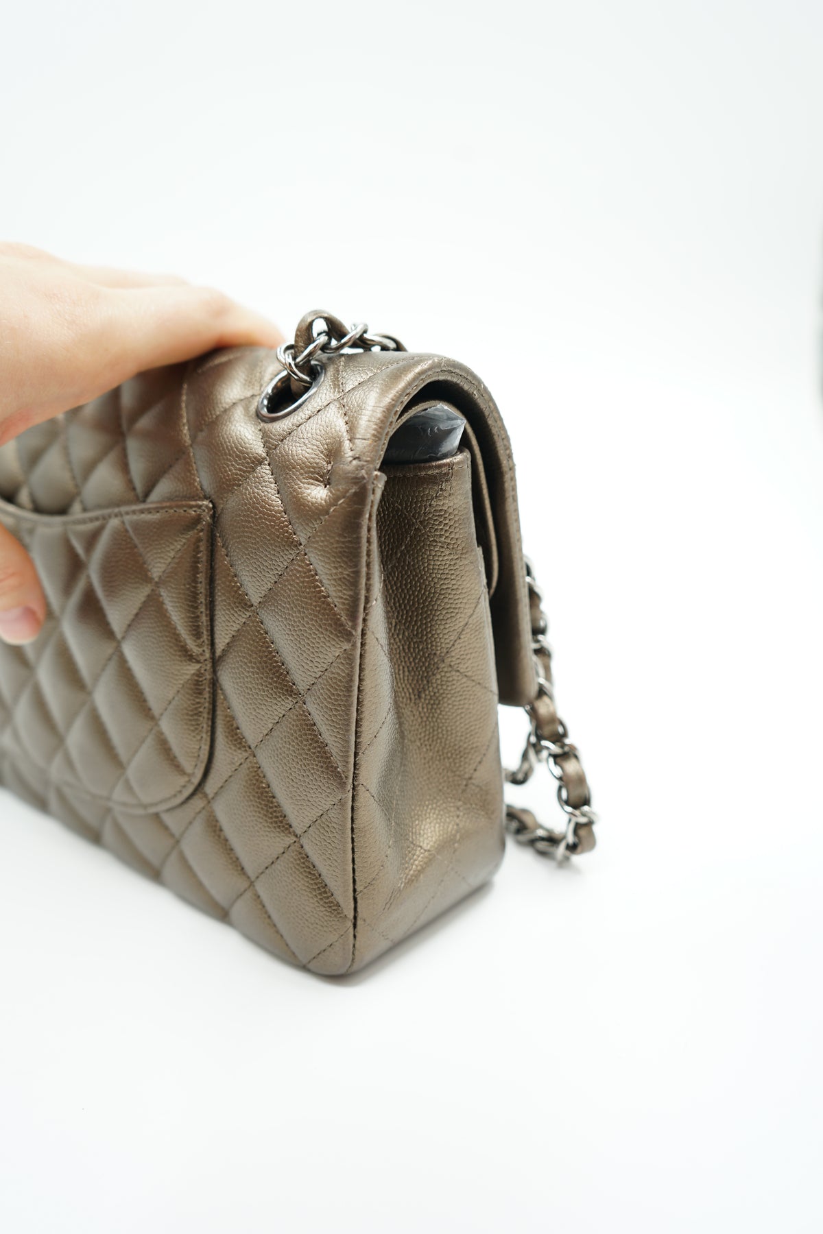 Chanel Medium Metallic Double Flap Bag Caviar