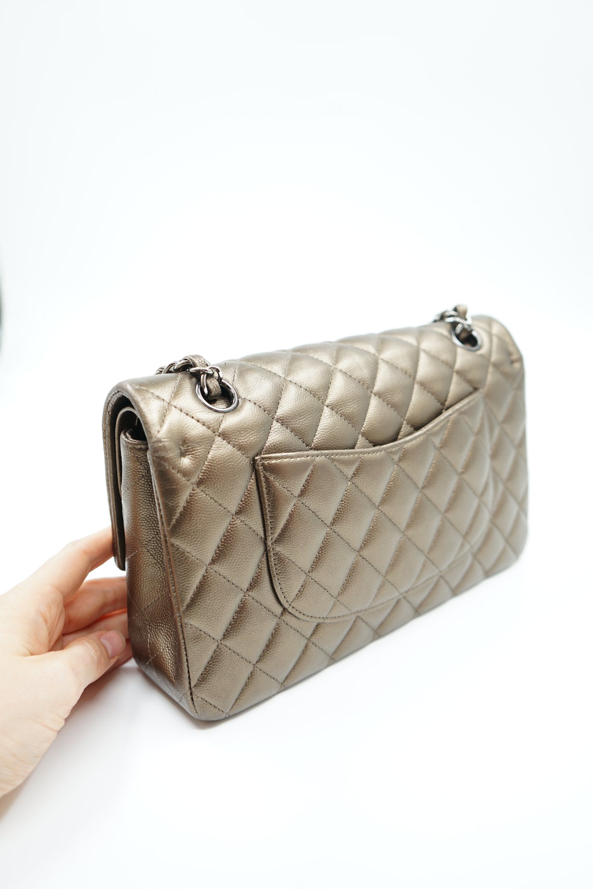 Chanel Medium Metallic Double Flap Bag Caviar